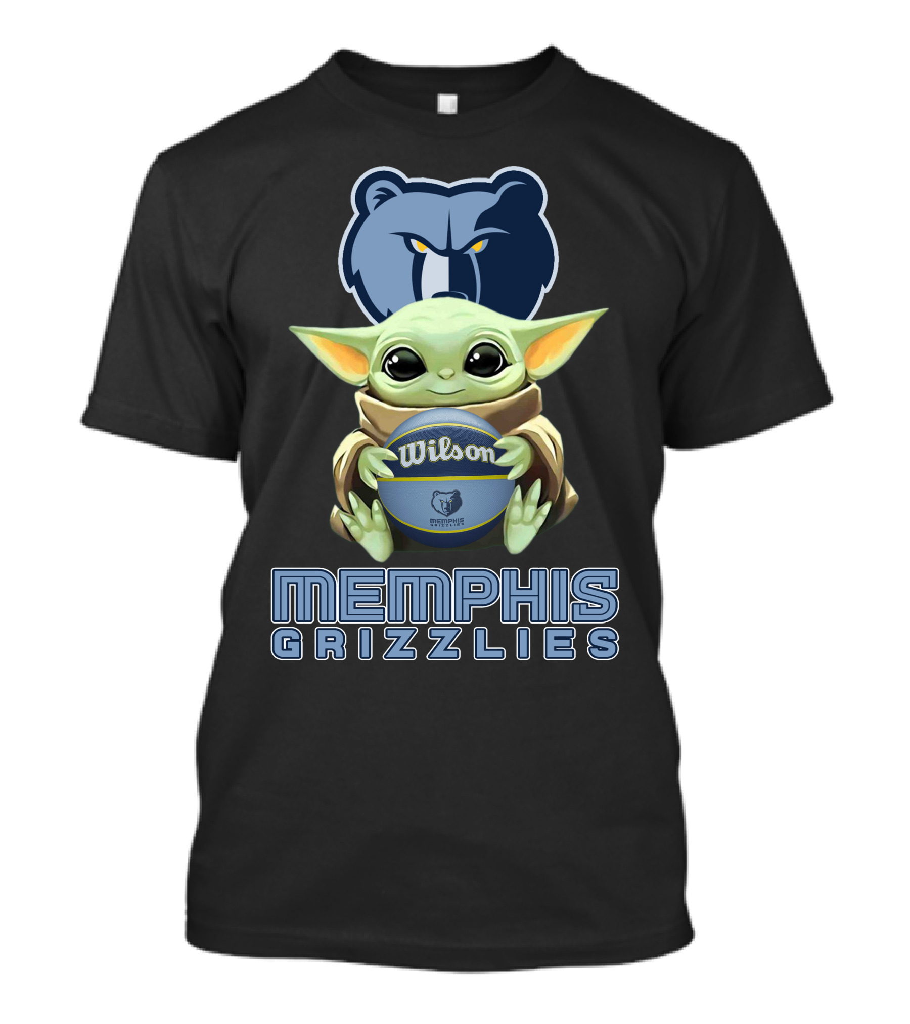 Memphis Grizzlies Baby Yoda Holding Wilson Basketball T-Shirt