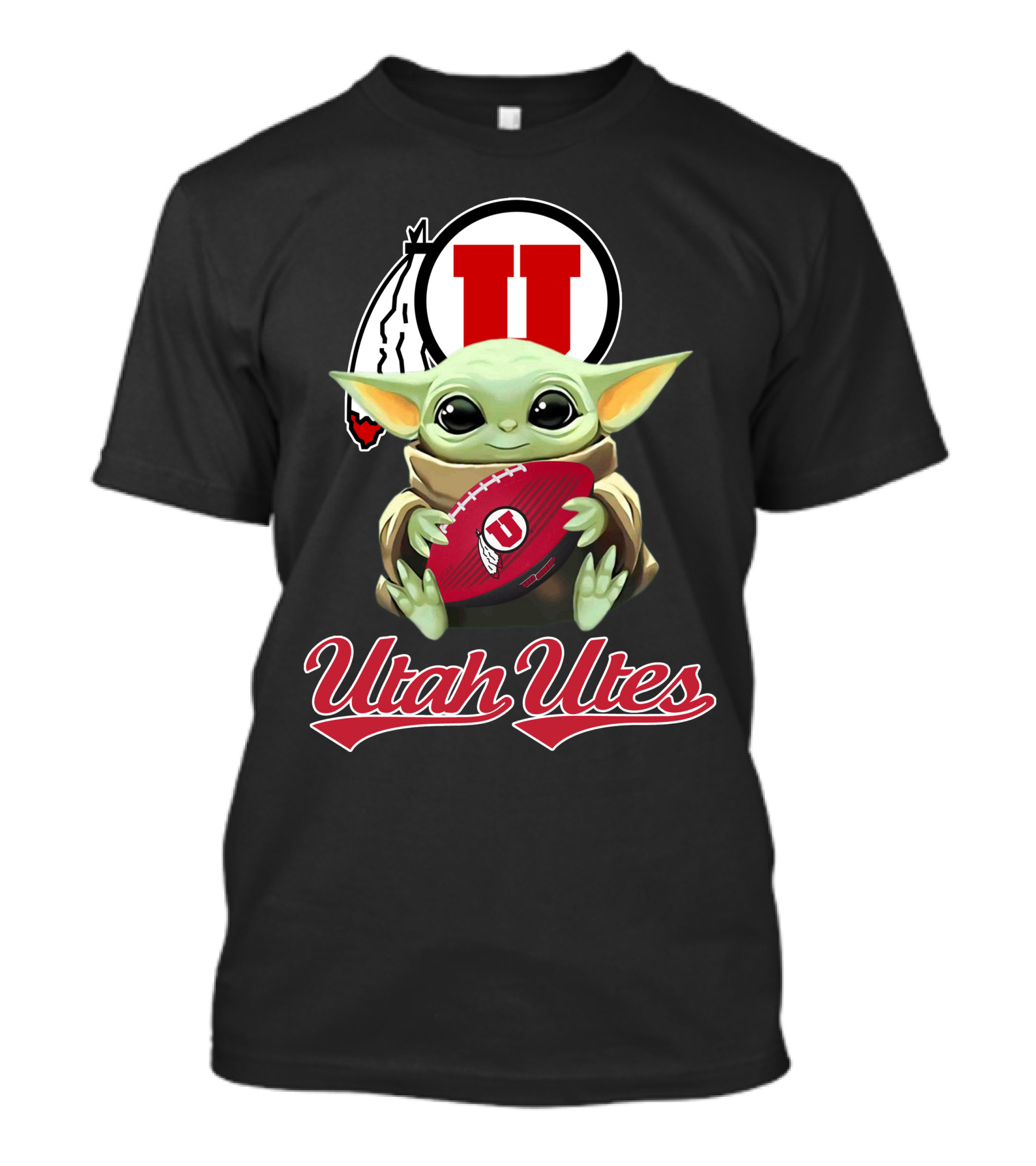 Utah Utes Baby Yoda Football Fan T-Shirt