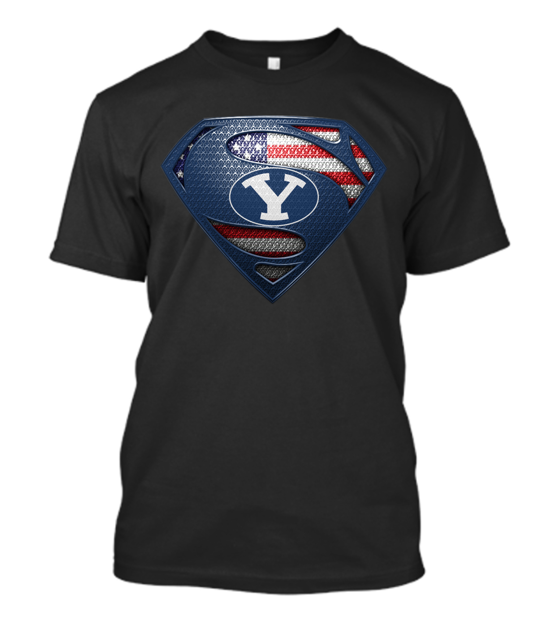 Byu Cougars Superman Logo American Flag T-Shirt