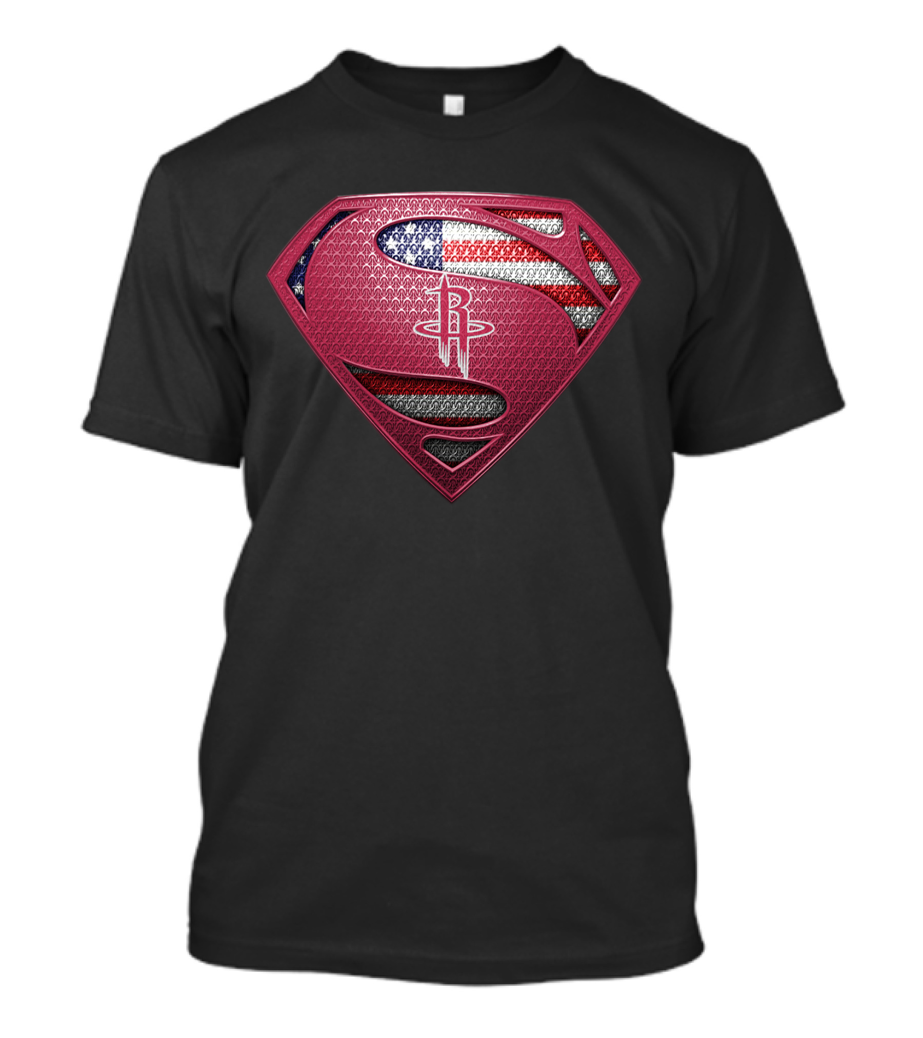 Houston Rockets Superman Logo American Flag Edition T-Shirt