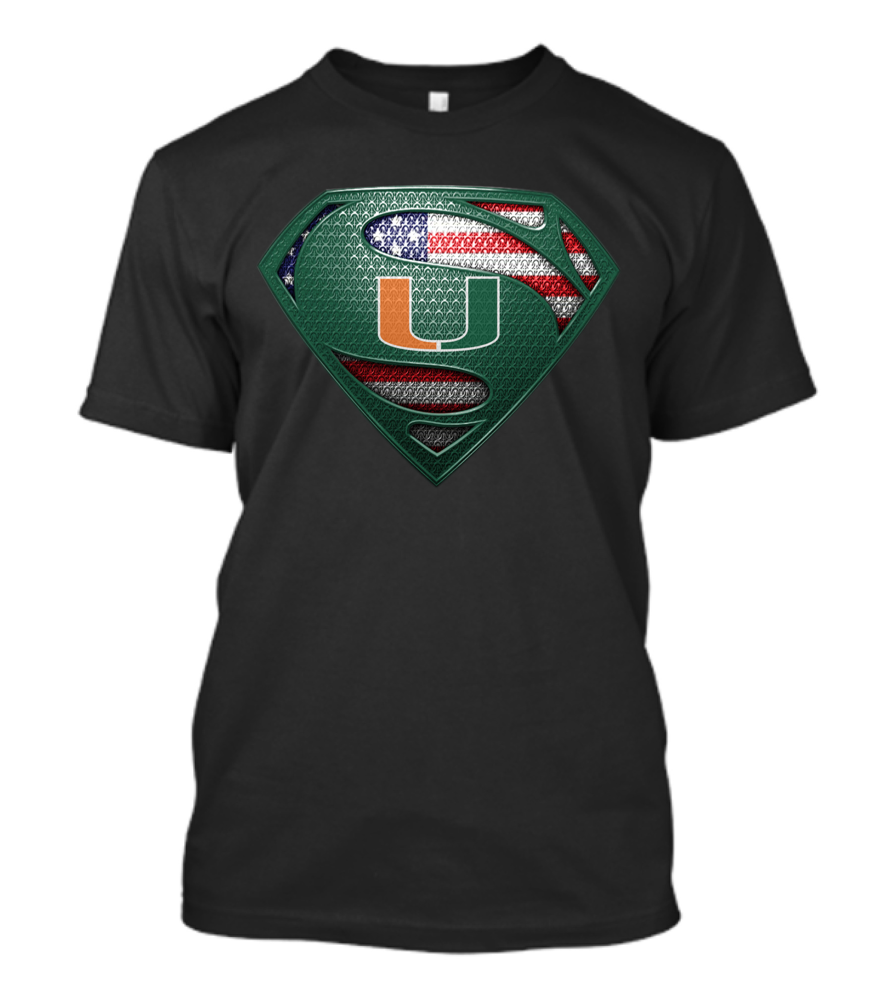 Miami Hurricanes Superman American Flag T-Shirt