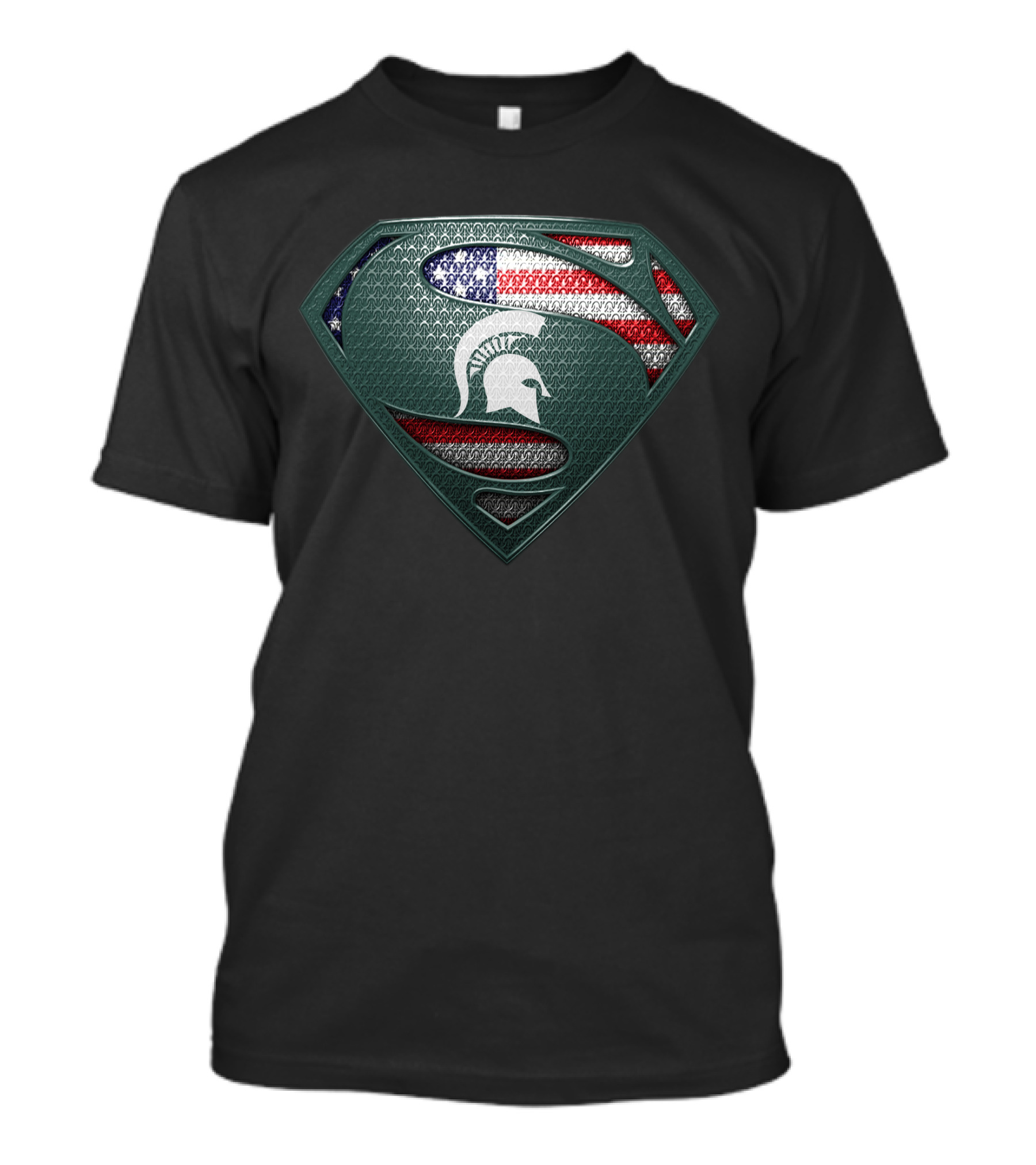 Michigan State Spartans Superman American Flag Crest T-Shirt