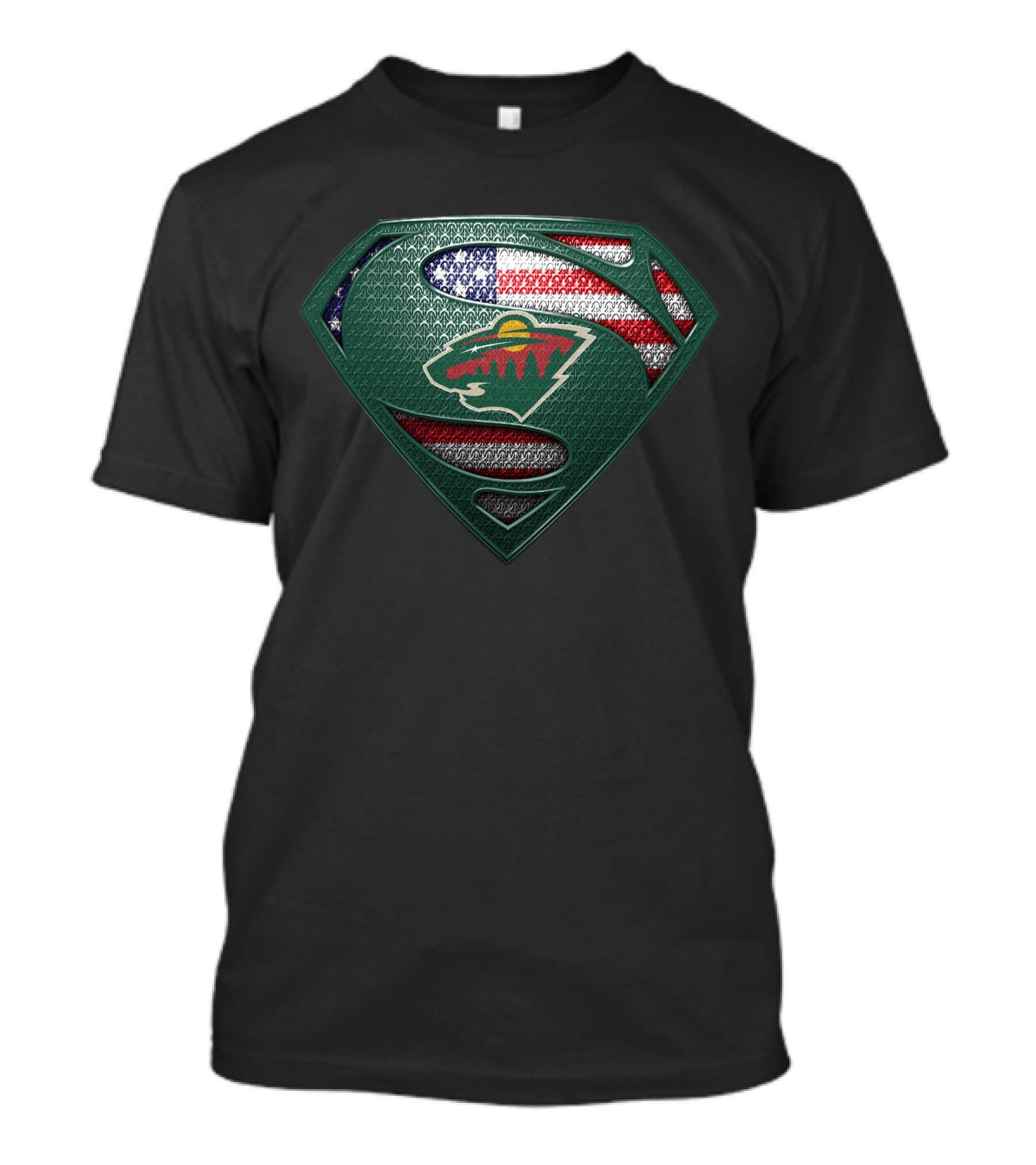 Minnesota Wild American Flag Superman T-Shirt
