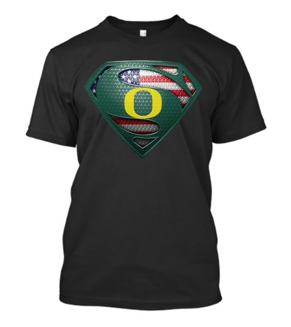 Oregon Ducks Superman Logo American Flag T-Shirt
