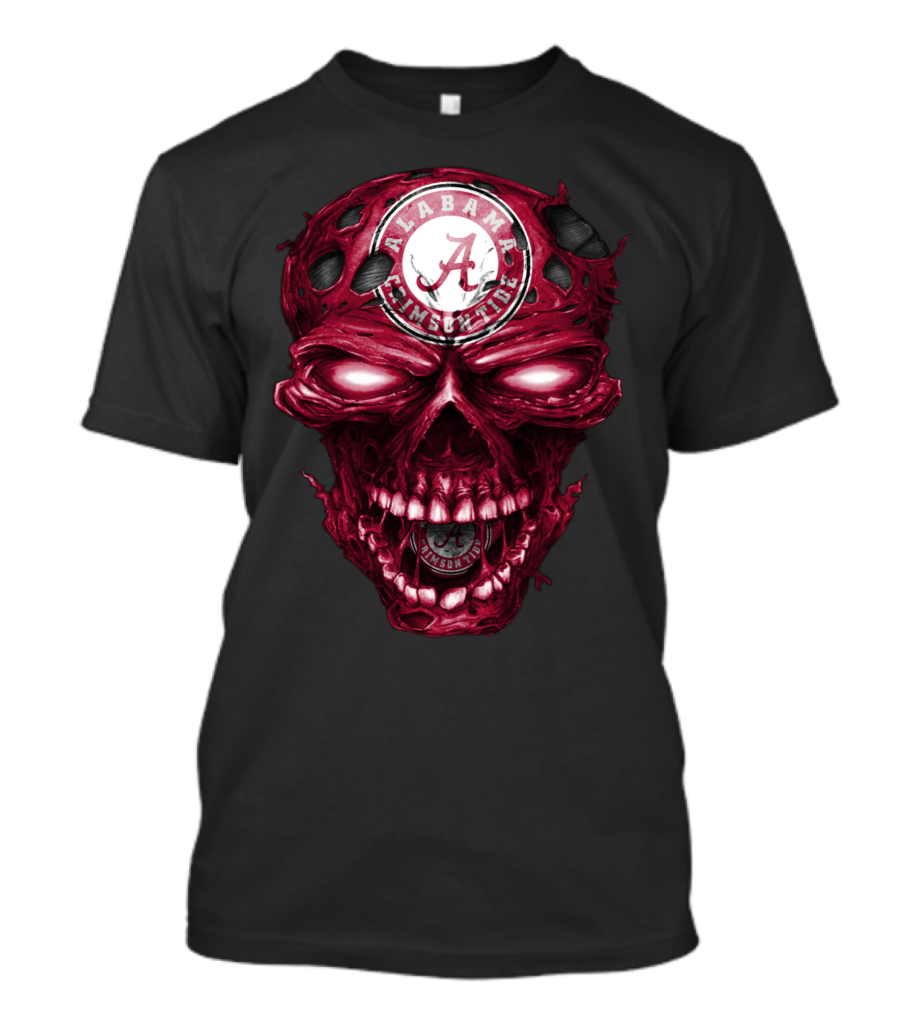 Alabama Crimson Tide Skull Crimson A Logo Dark Intense T-Shirt
