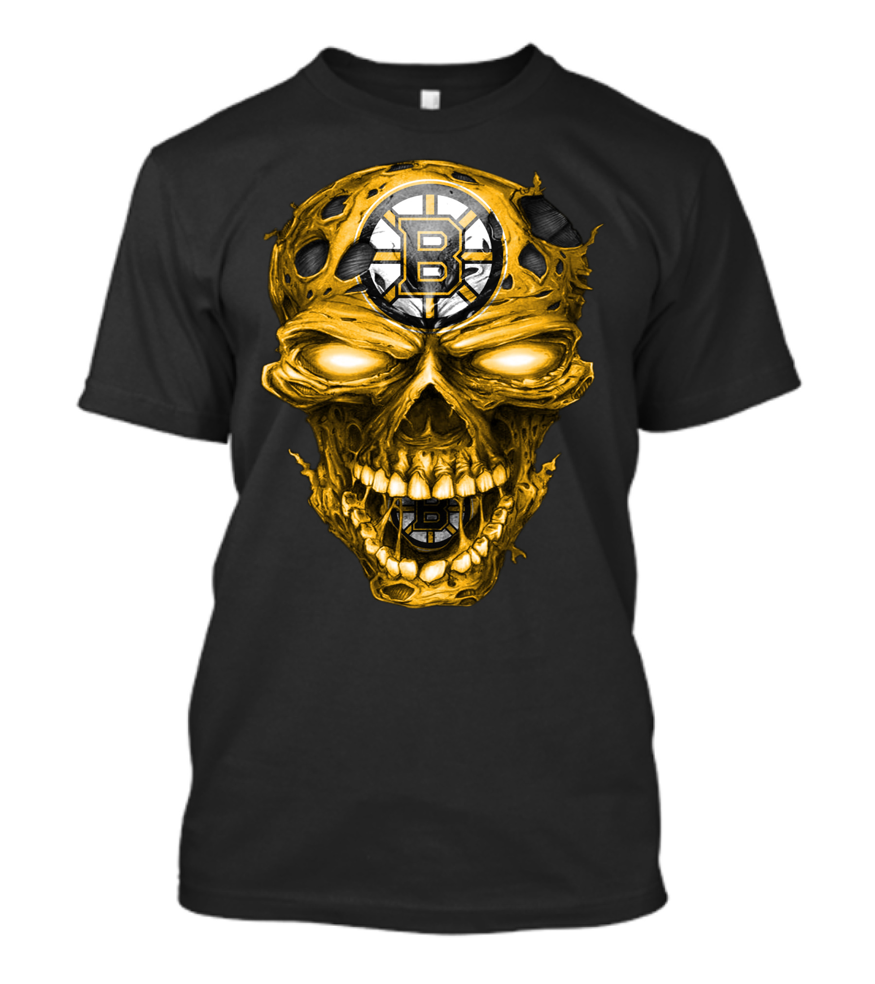 Boston Bruins Skull Yellow With Team T-Shirt