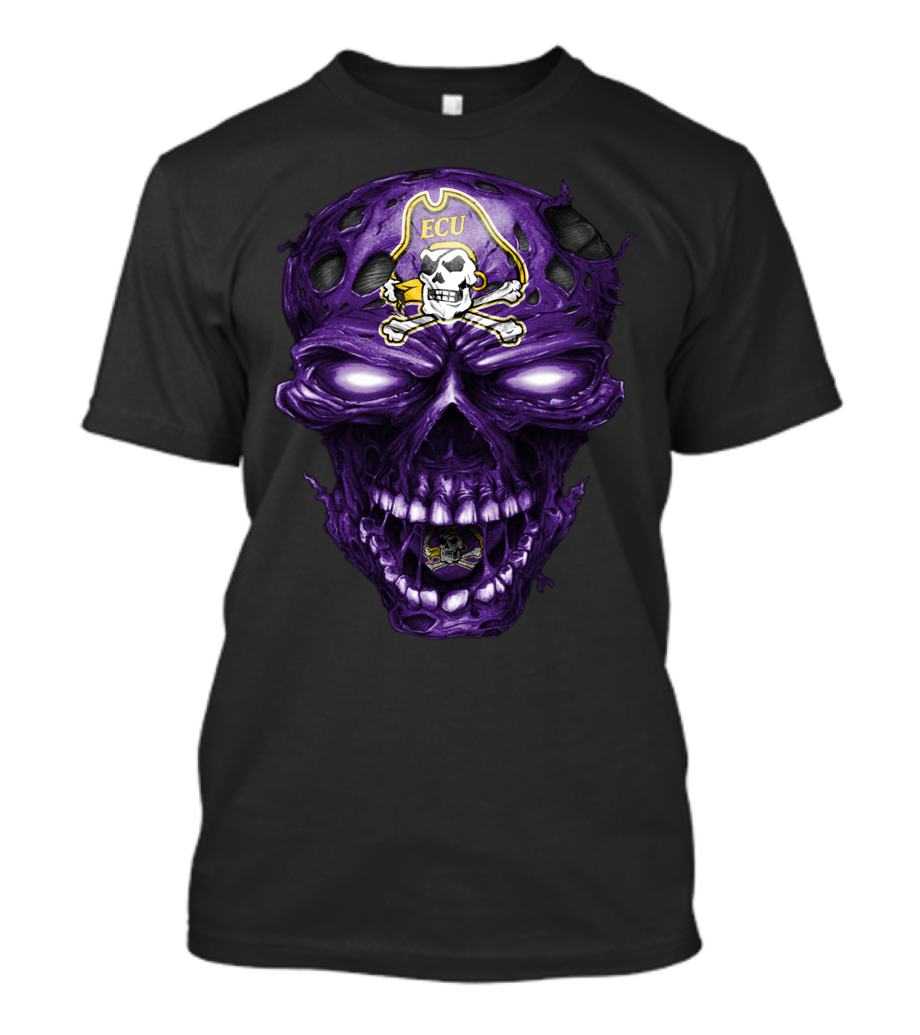 Ecu East Carolina Pirates Skull Purple Pirate T-Shirt