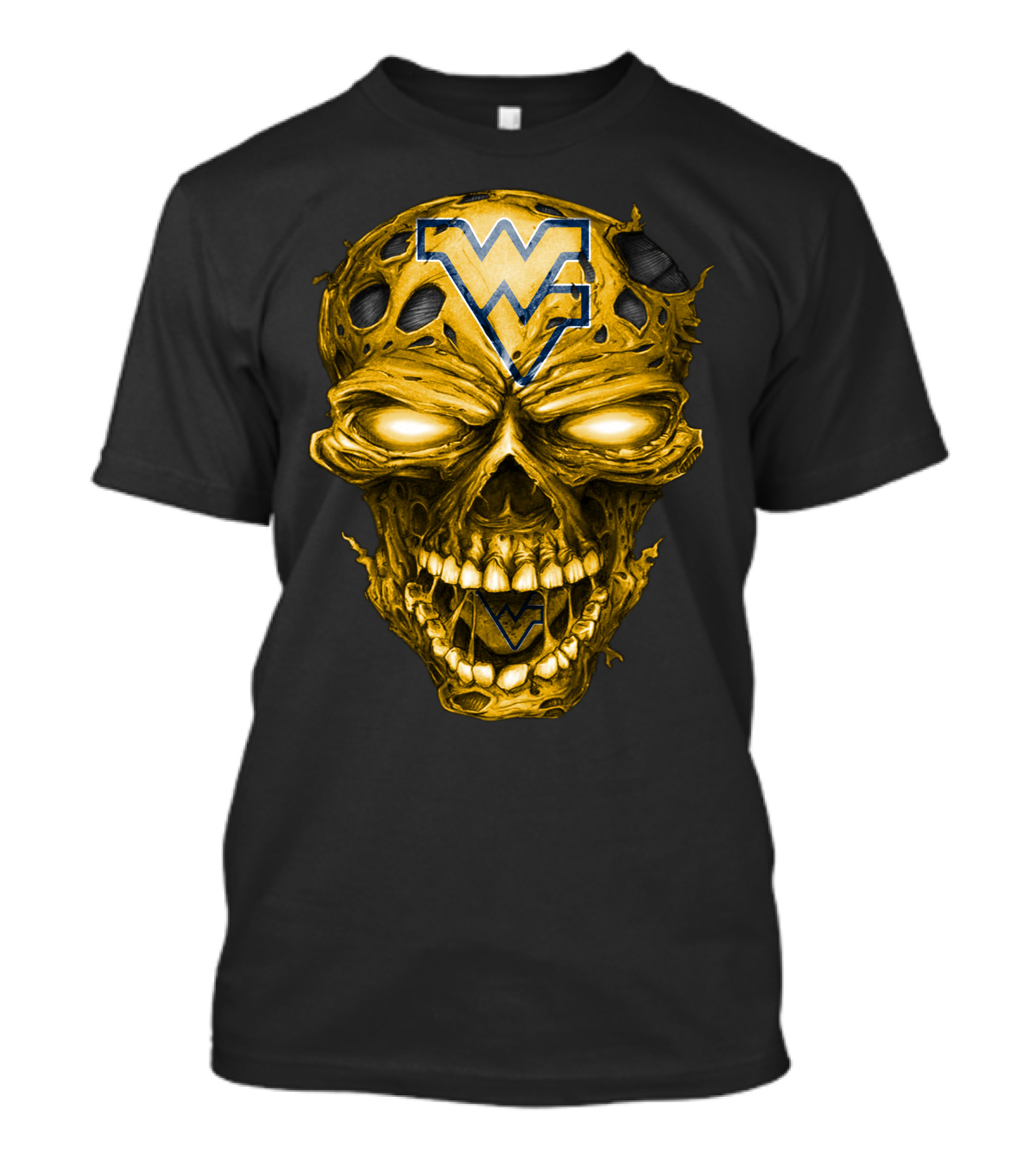West Virginia Mountaineers Skull Design With Wv T-Shirt