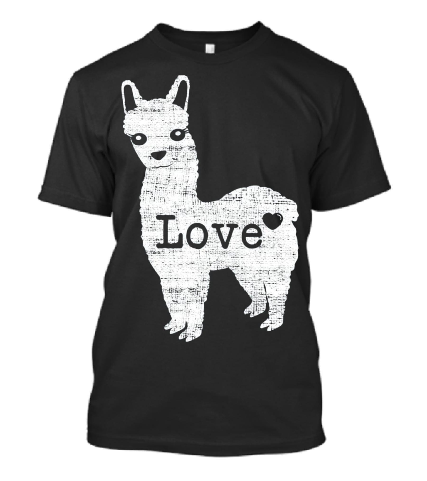 Llama Love Distressed Heart Design With Alpaca T-Shirt