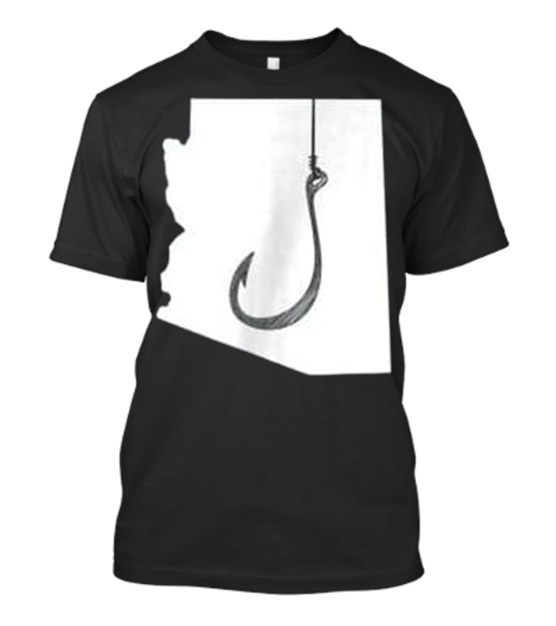 Arizona State Outline Fishing Hook Novelty T-Shirt