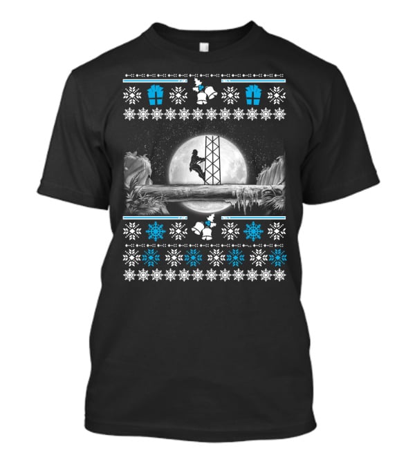 Ugly Merry Christmas Tower Climber Moonlit Winter Wonderland T-Shirt