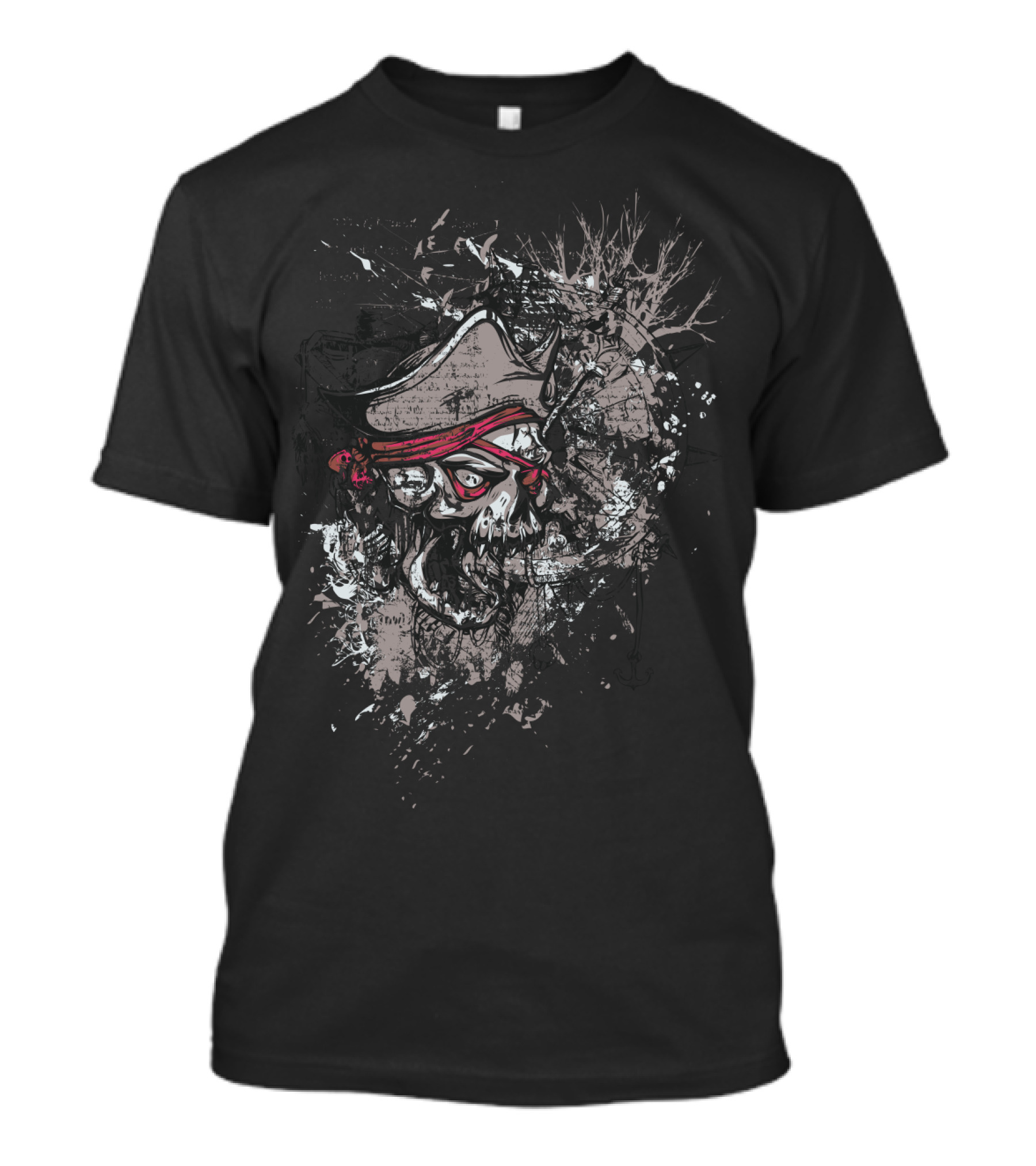 THE Zombie Pirate Skull Splatter T-Shirt