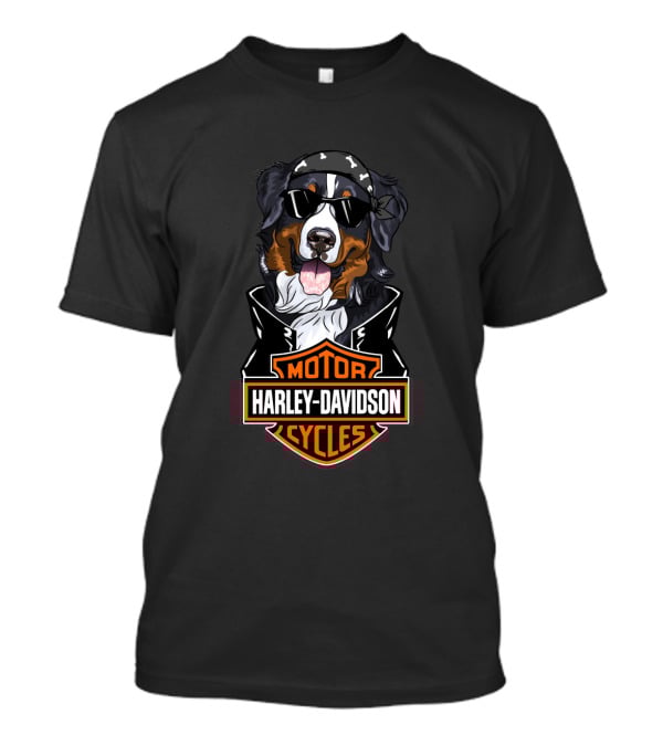 Harley Davidson Bernese Mountain Dog Motorcycle Cycles T-Shirt