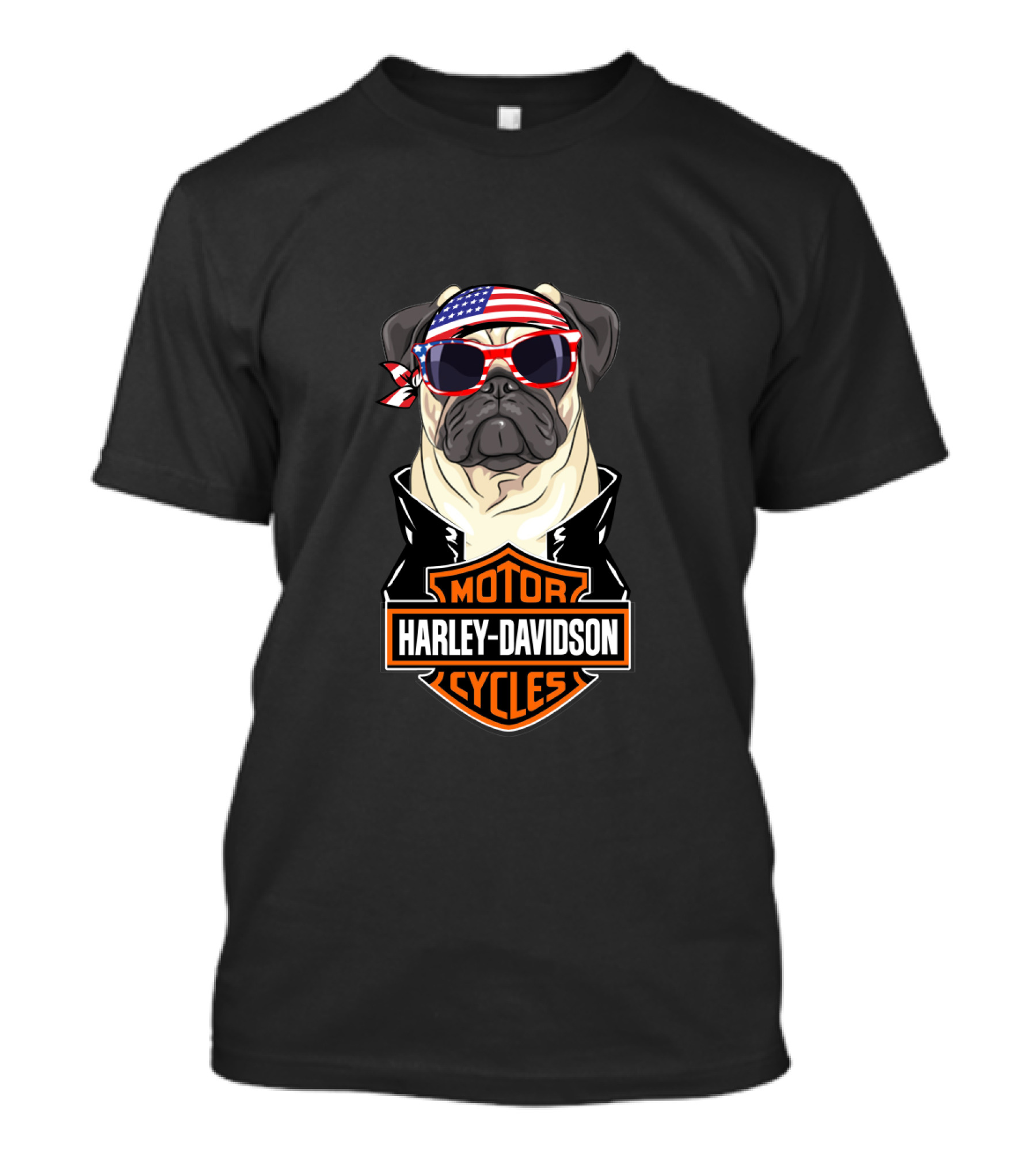 Harley Davidson Usa Pug Motorcycles T-Shirt