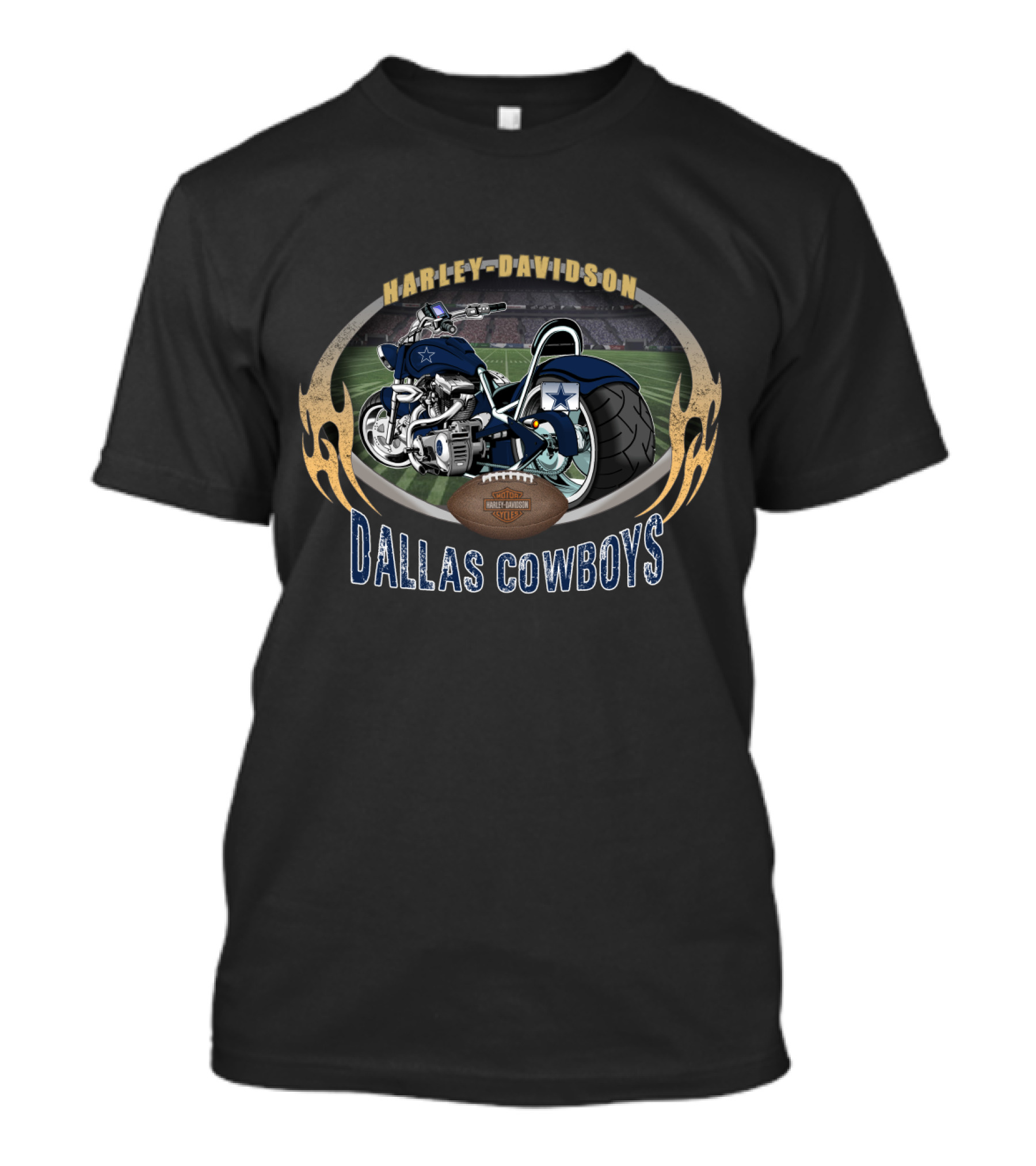 Harley Davidson Dallas Cowboys Football Motorcycle Stadium T-Shirt