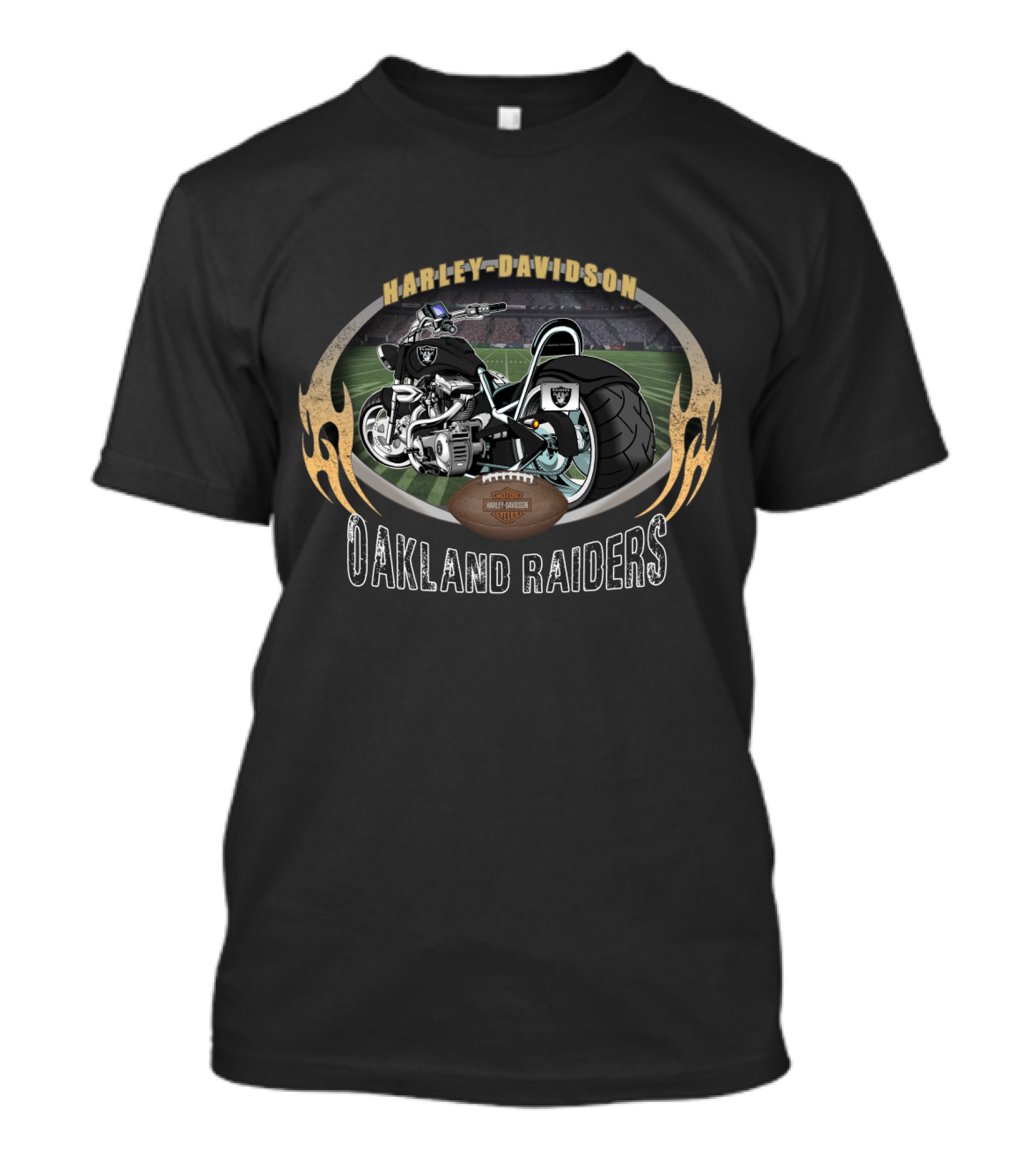 Harley Davidson Oakland Raiders Football Motorcycle Stadium 16Hd T-Shirt