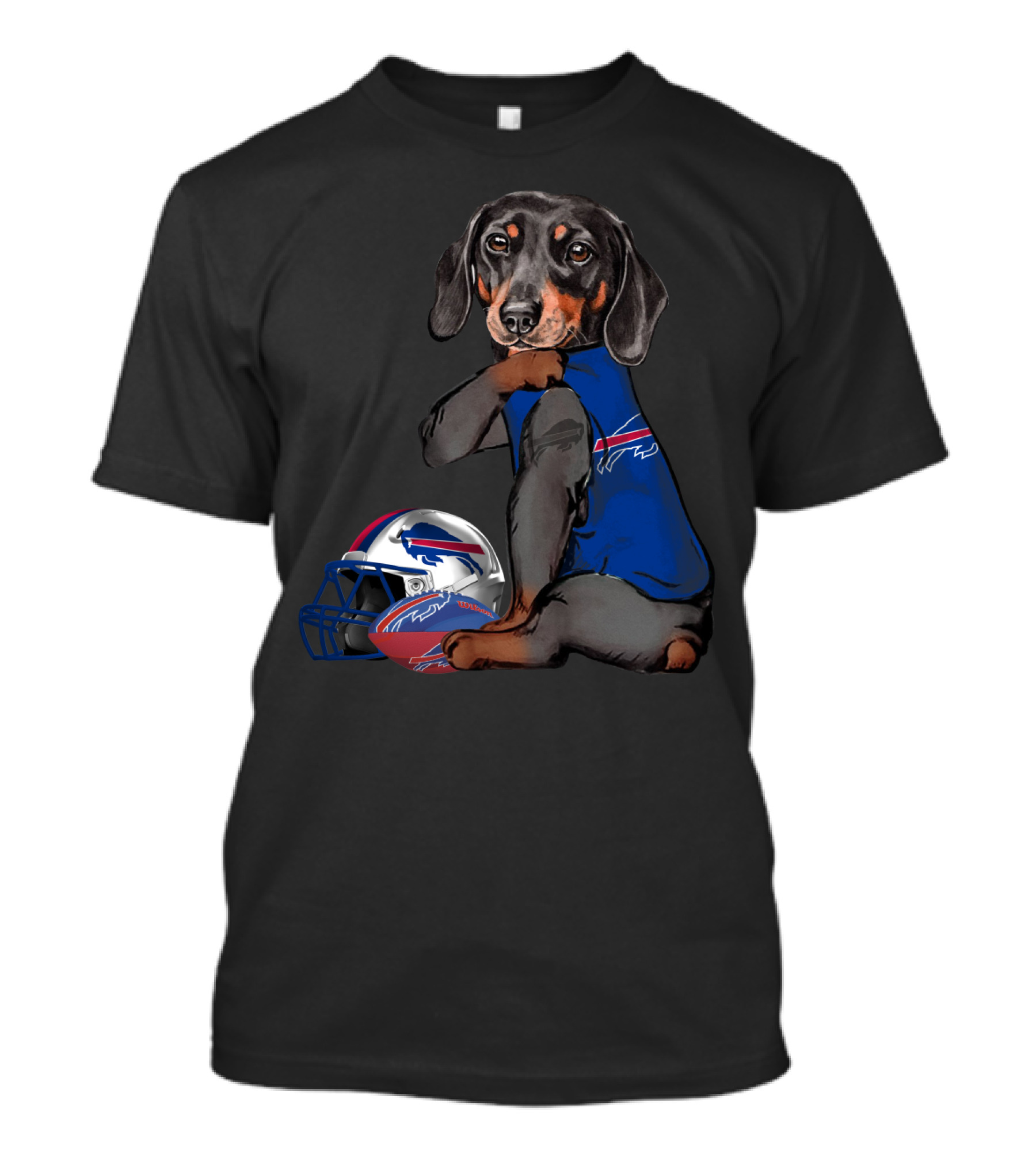 Buffalo Bills Dachshund With Helmet And Jersey T-Shirt