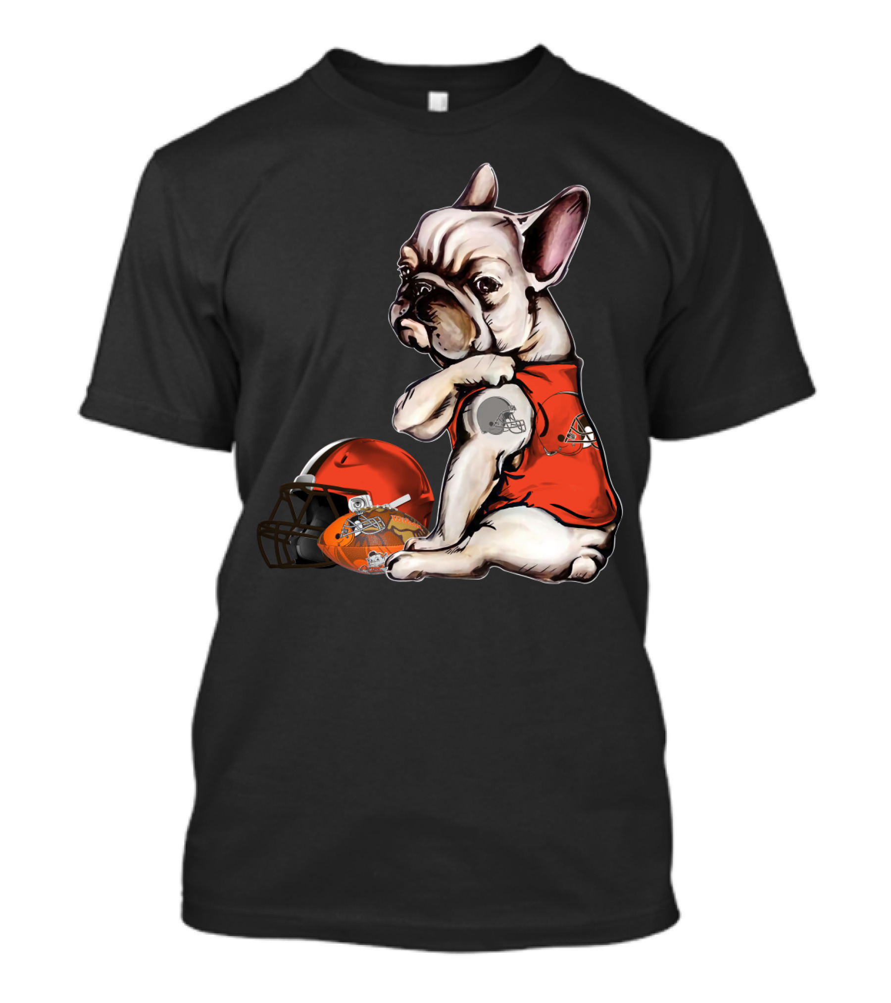 Cleveland Browns Pug Football Helmet And Jersey T-Shirt
