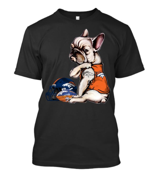 Denver Broncos Pug With Helmet And Ball T-Shirt