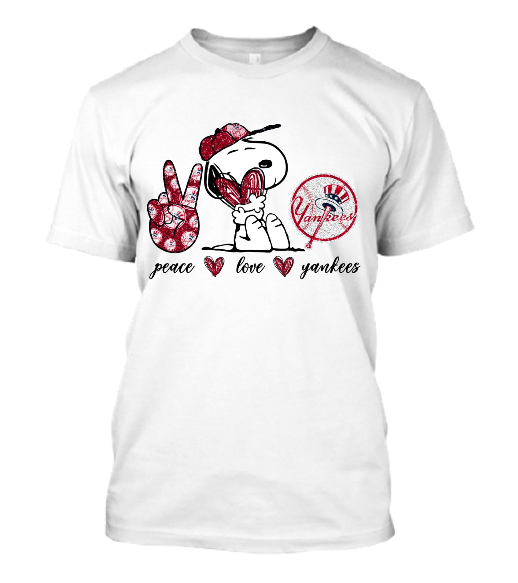 Peace Love Yankees Snoopy New York Yankees Cap T-Shirt