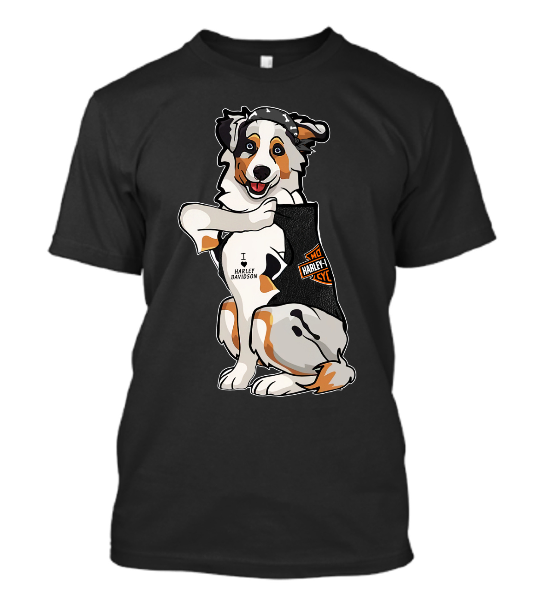 Australian Shepherd I Harley Davidson Motorcycle Fan T-Shirt
