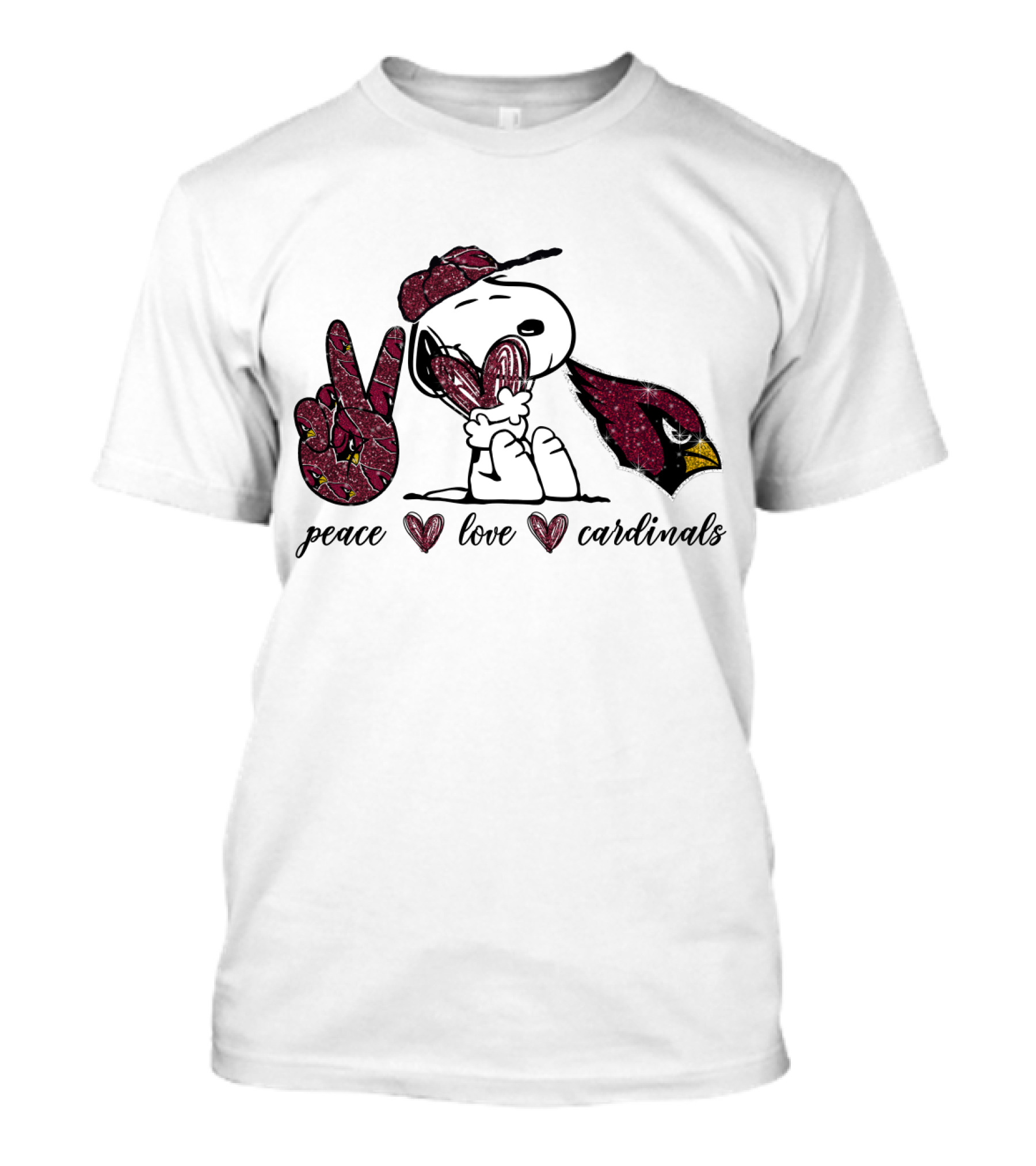 Peace Love Arizona Cardinals Snoopy Fan T-Shirt