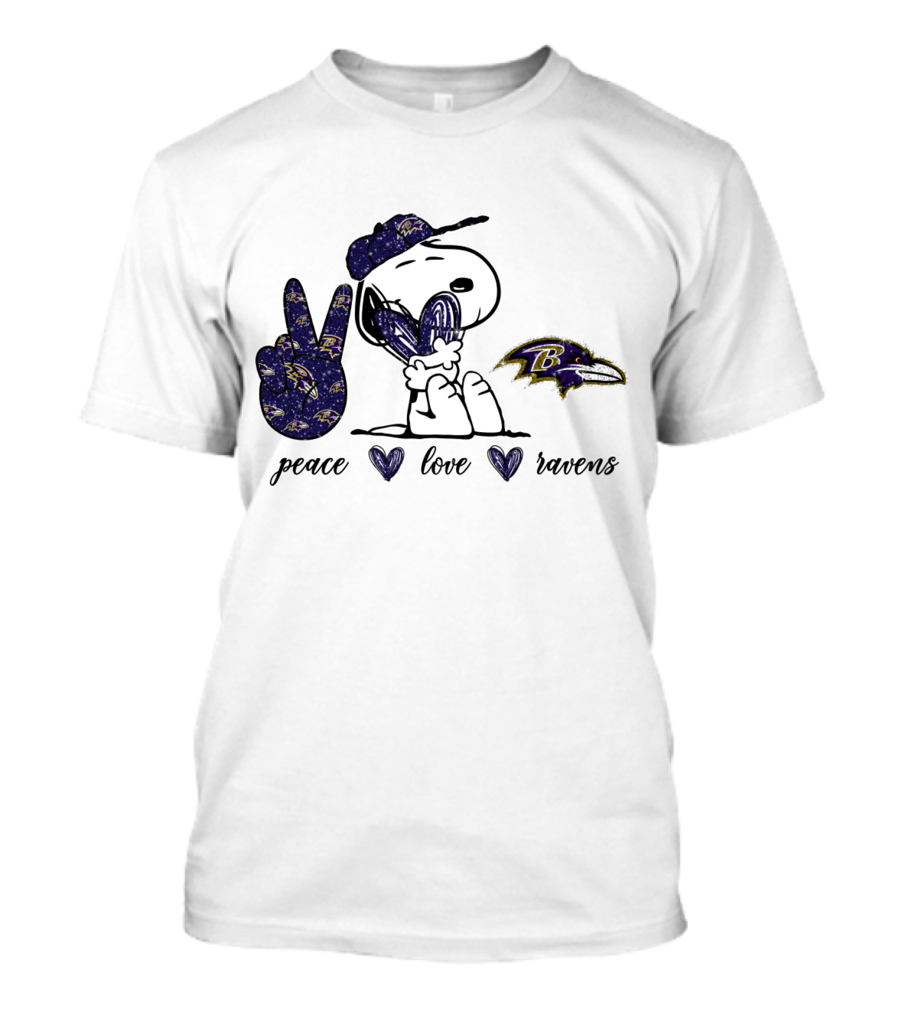 Peace Love Baltimore Ravens Snoopy Ravens T-Shirt
