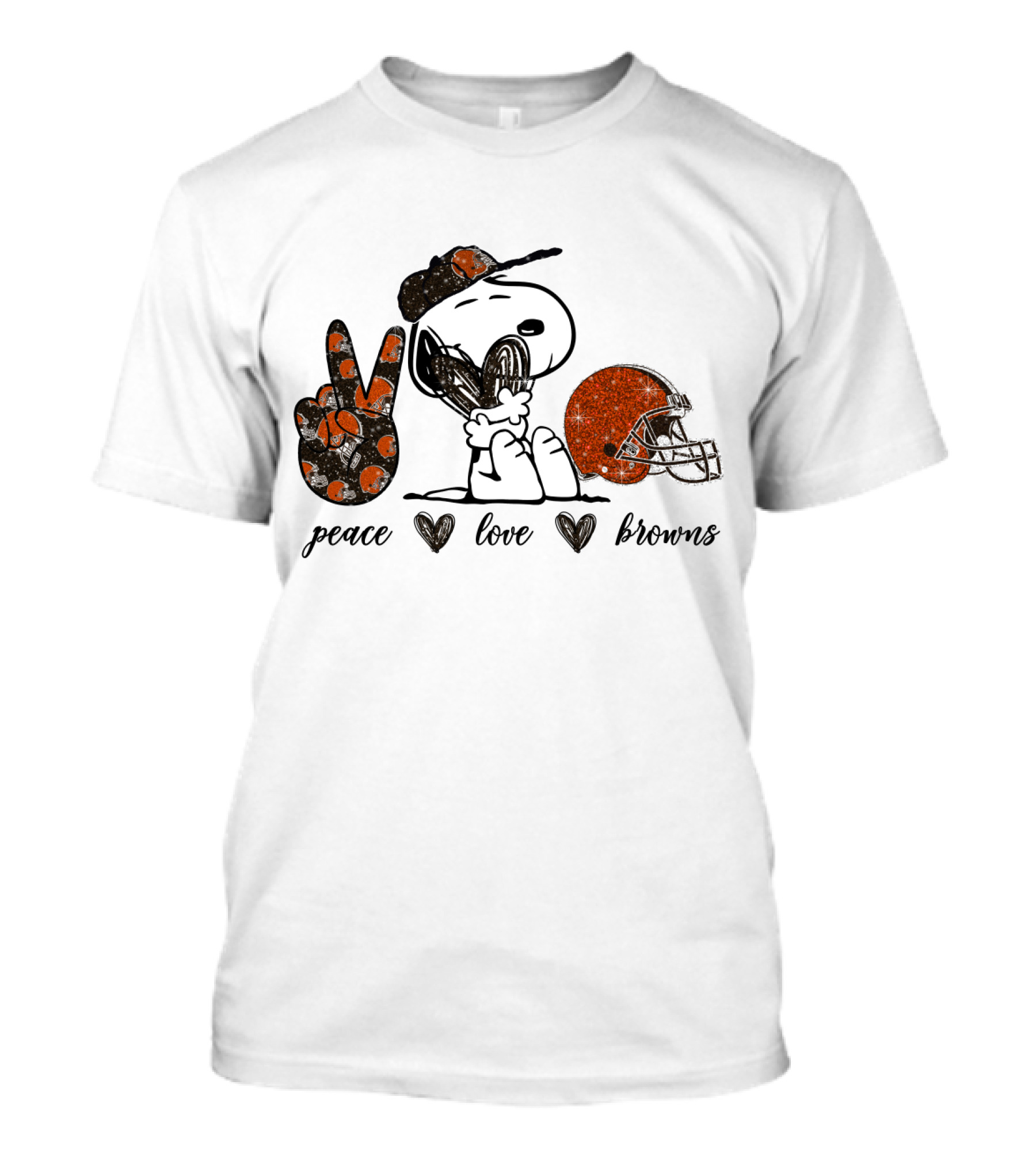 Peace Love Cleveland Browns Snoopy Football Fan T-Shirt