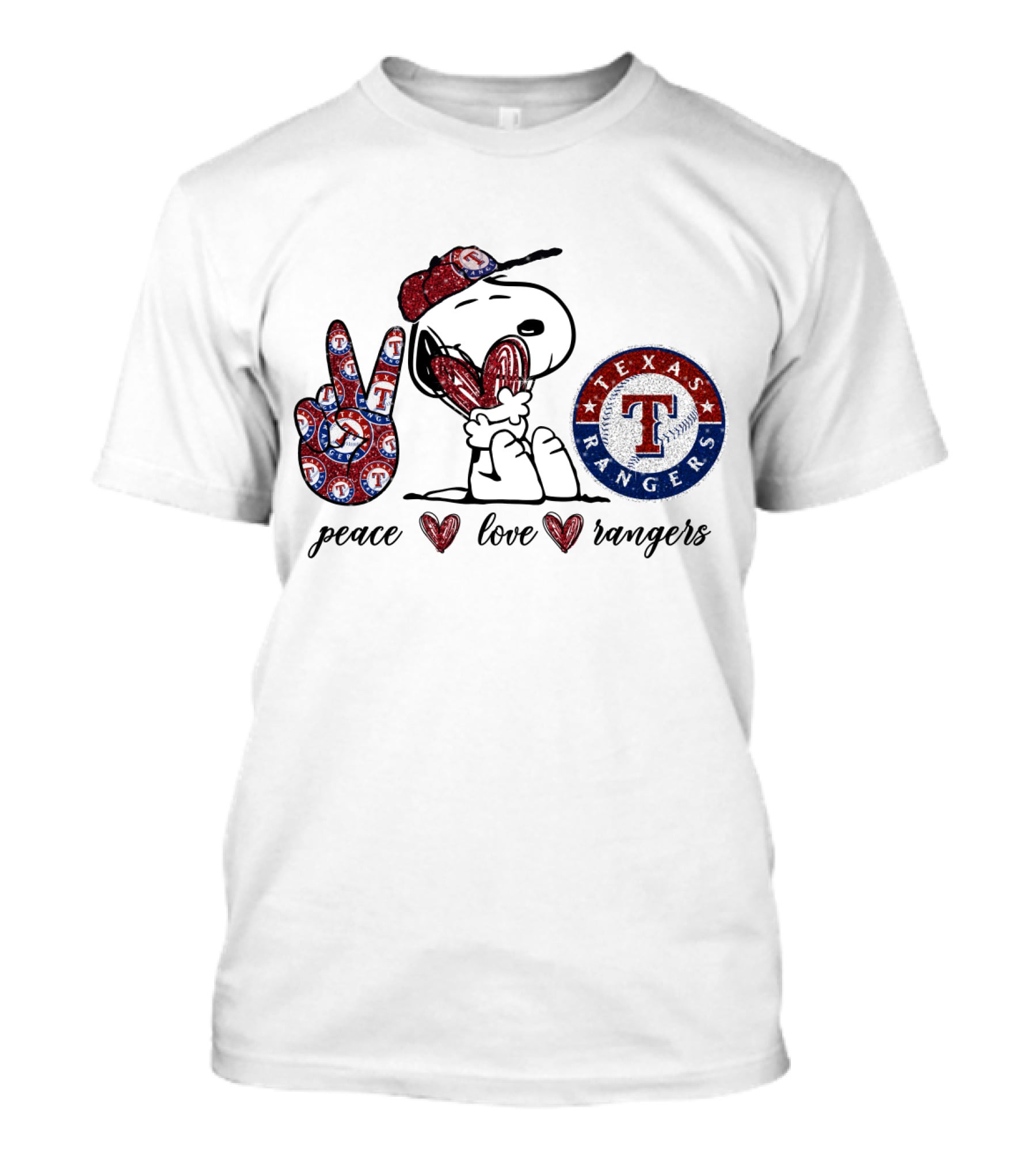 Peace Love Snoopy Texas Rangers T-Shirt