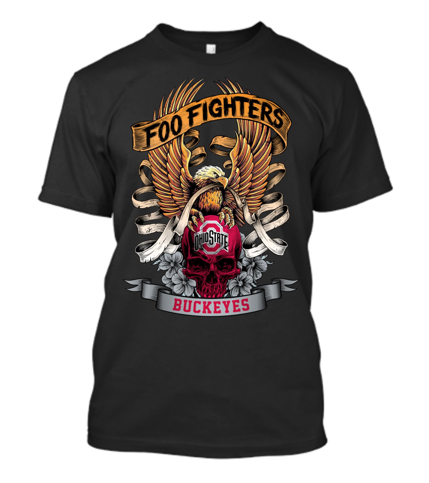 Foo Fighters Ohio State Buckeyes Eagle Skull T-Shirt