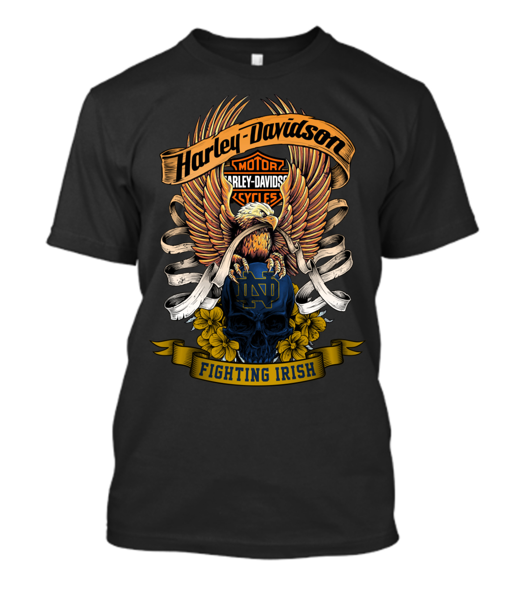 Harley Davidson Eagle Notre Dame Fighting Irish Skull 49Hd T-Shirt