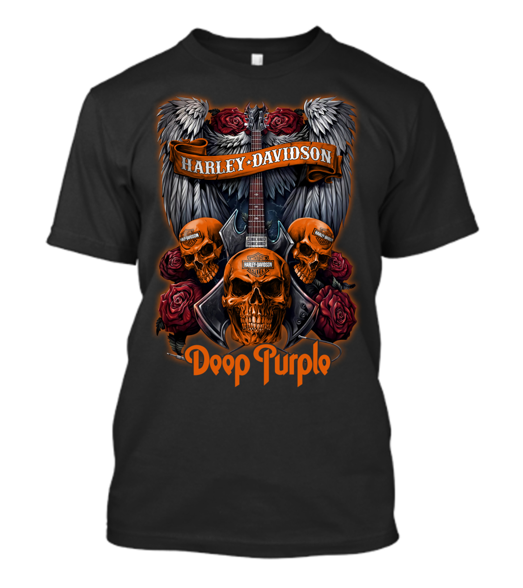 Harley Davidson Deep Purple Skulls And Wings 47Hd T-Shirt