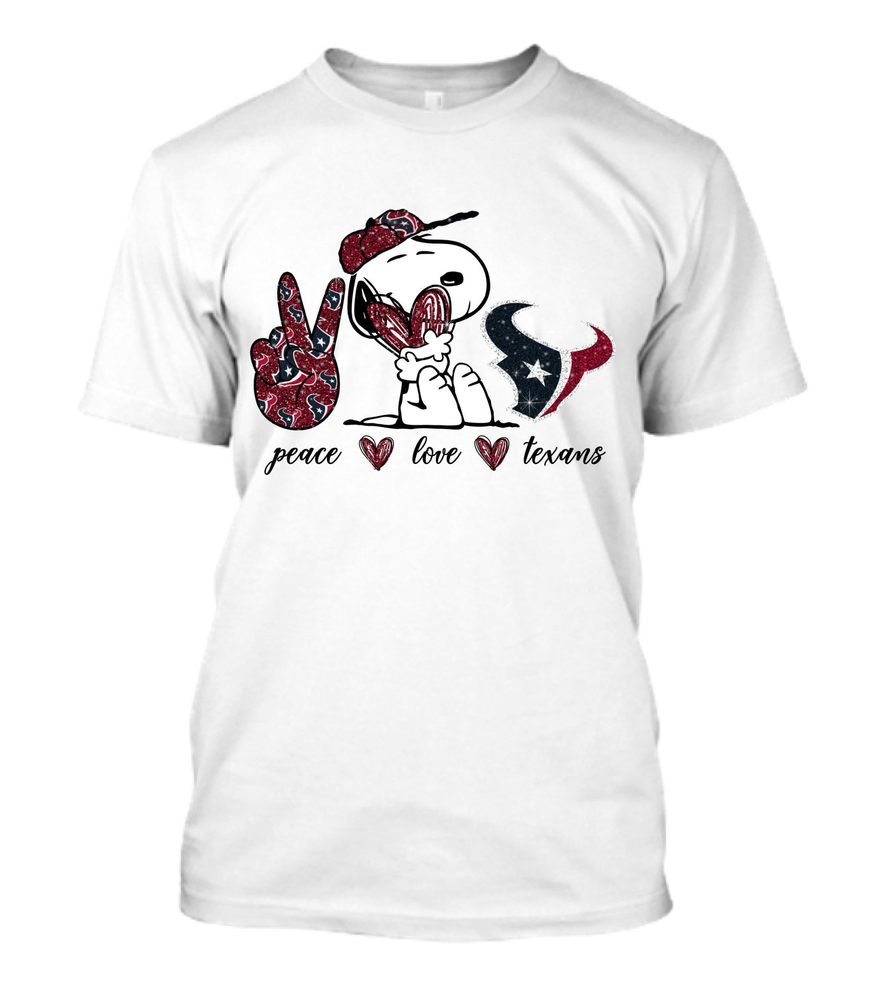 Peace Love Texans Snoopy Football Fan Icons T-Shirt