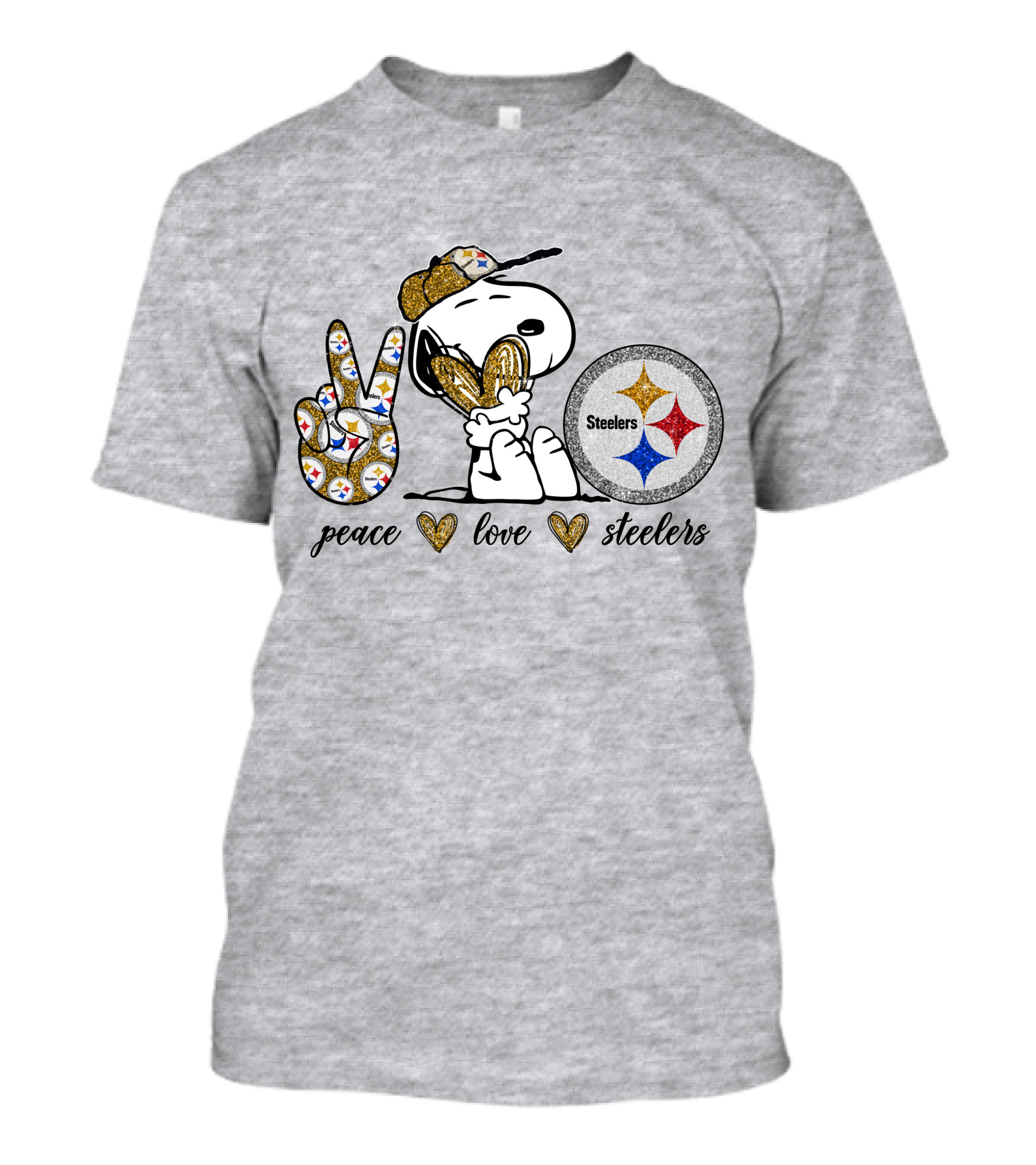 Peace Love Snoopy Steelers Football Hearts T-Shirt