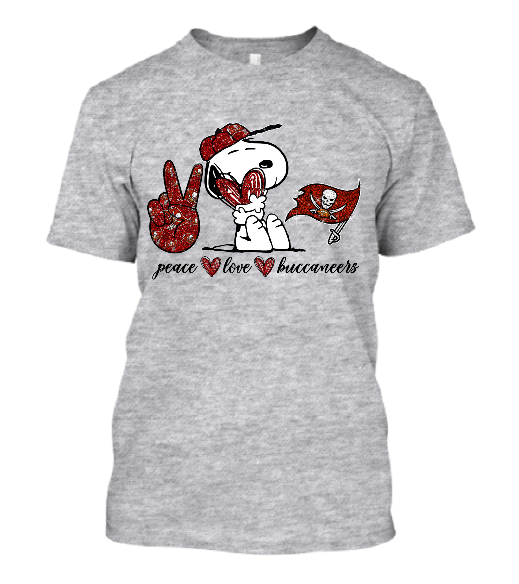 Peace Love Buccaneers Snoopy Tampa Bay Football Flag T-Shirt