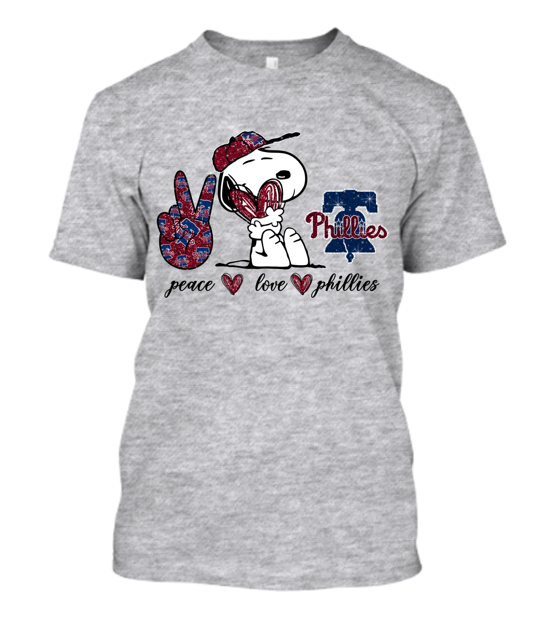 Peace Love Phillies Snoopy Philadelphia Phillies Fan T-Shirt