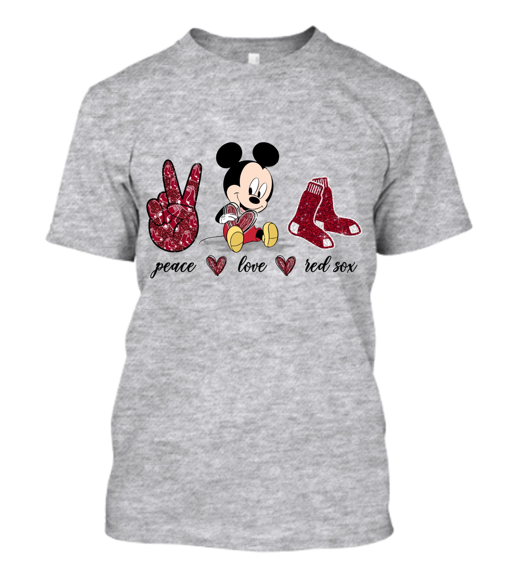 Peace Love Mickey Mouse Boston Red Sox T-Shirt