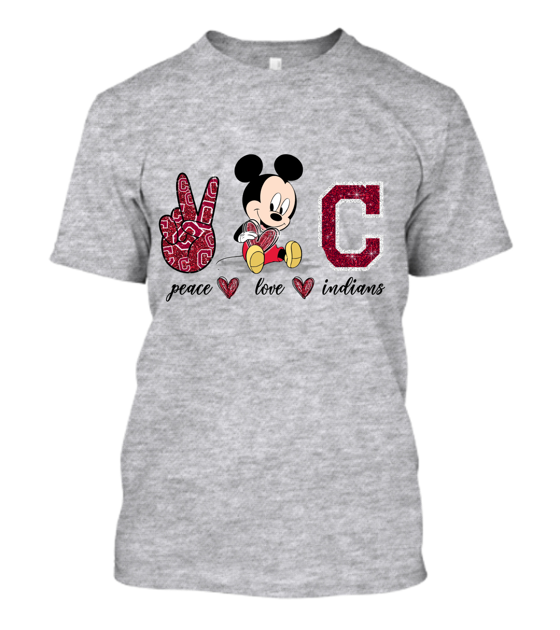 Peace Love Indians Mickey Mouse Cleveland T-Shirt