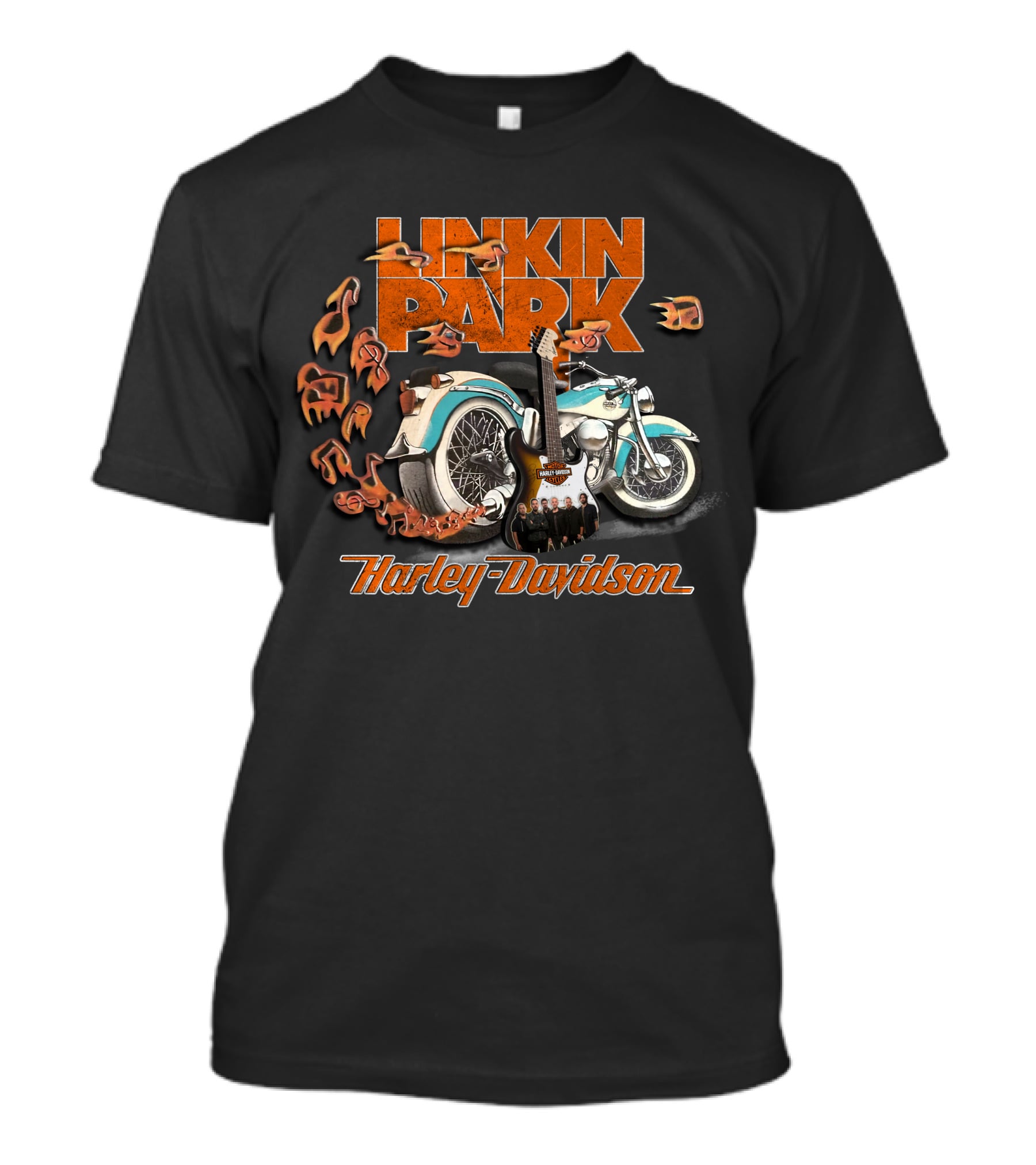 Linkin Park Harley Davidson Motorcycle 20Hdm Vintage Music Notes Guitar Art T-Shirt