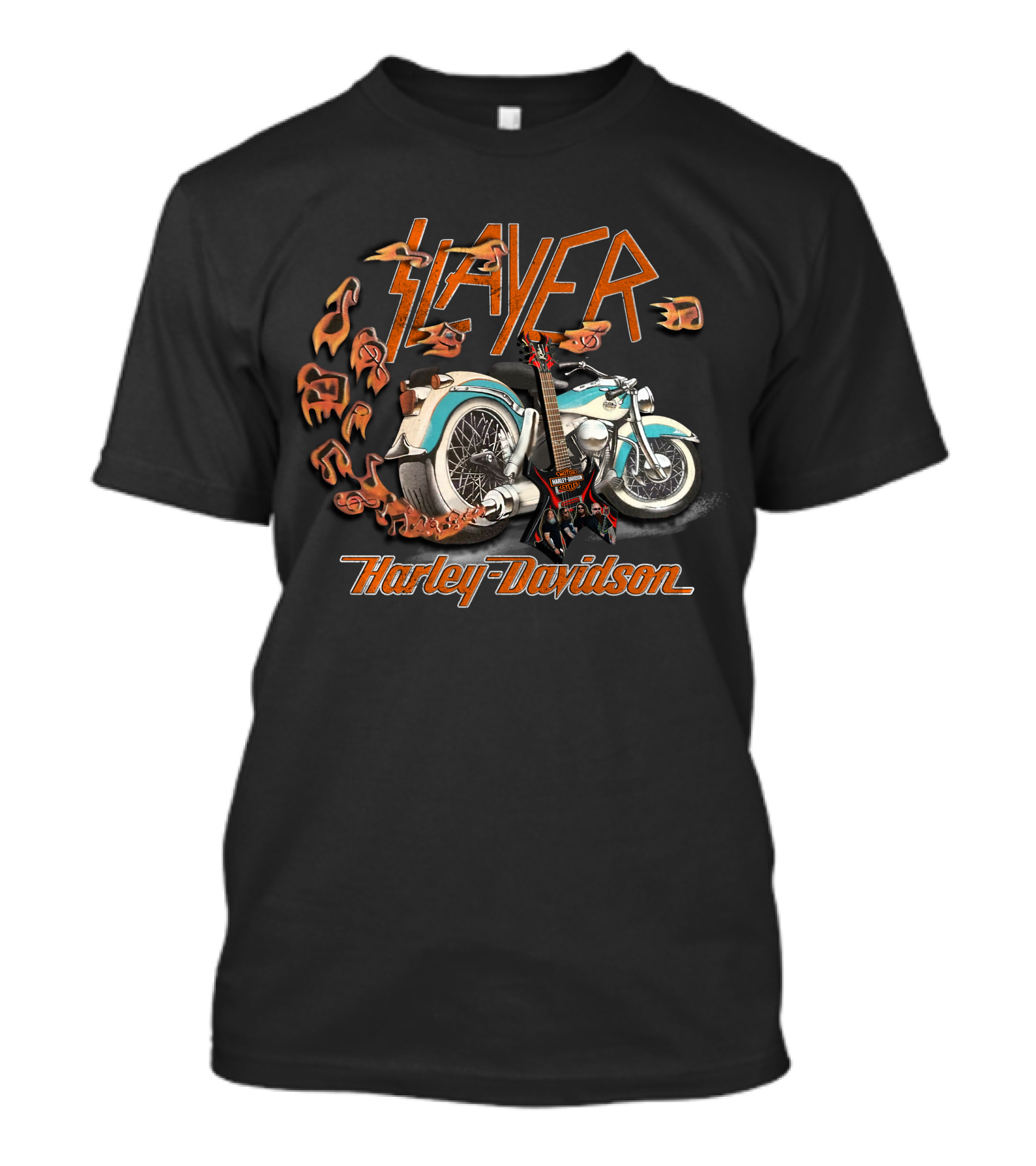 Slayer Harley Davidson Electric Guitar Flames Motorcycle Collaboration 20Hdm T-Shirt