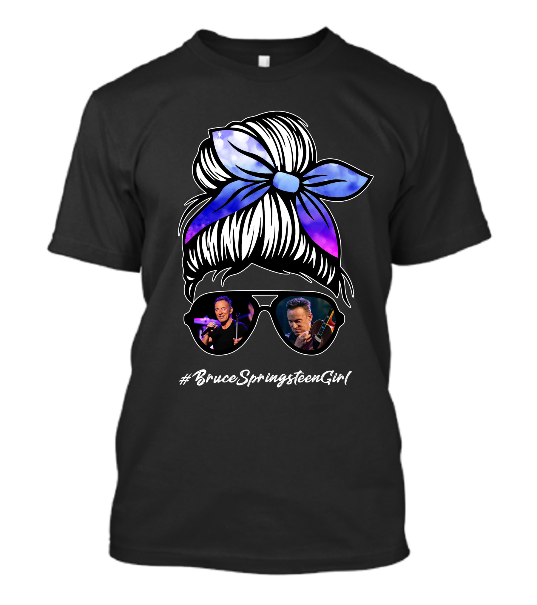 BruceSpringsteenGirl Enthusiast Style Sunglasses And Bow T-Shirt