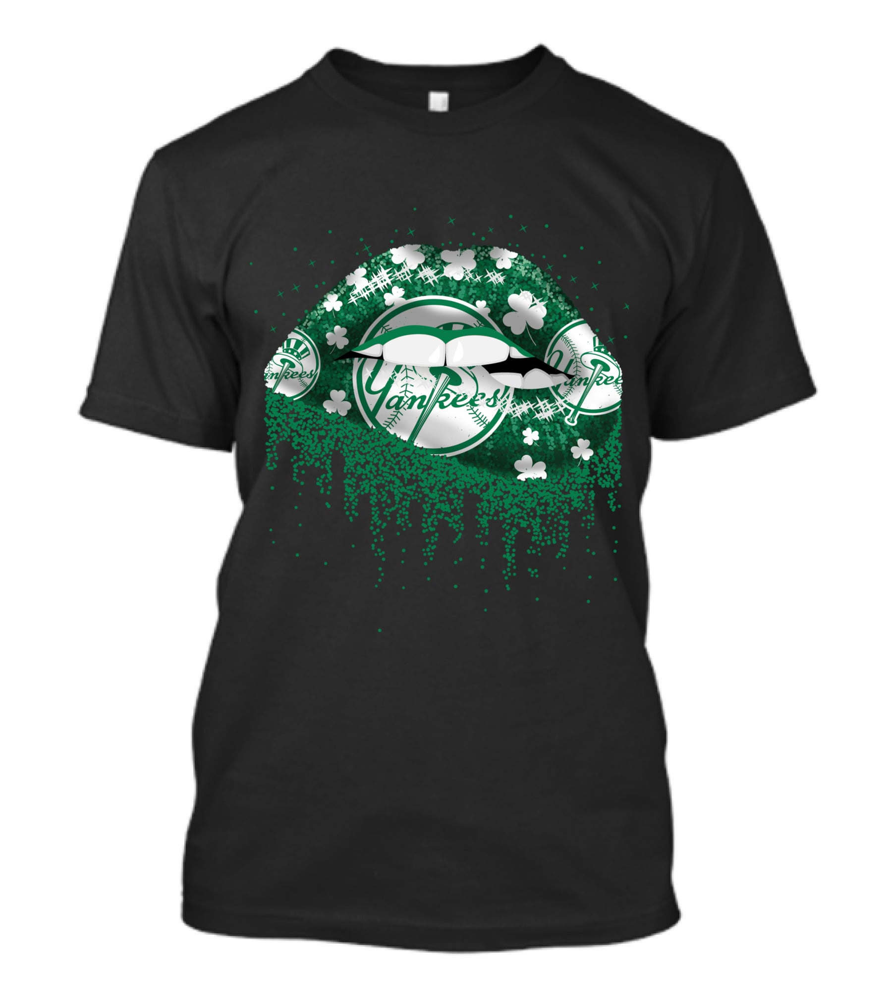 New York Yankees Green Shamrock Lips T-Shirt