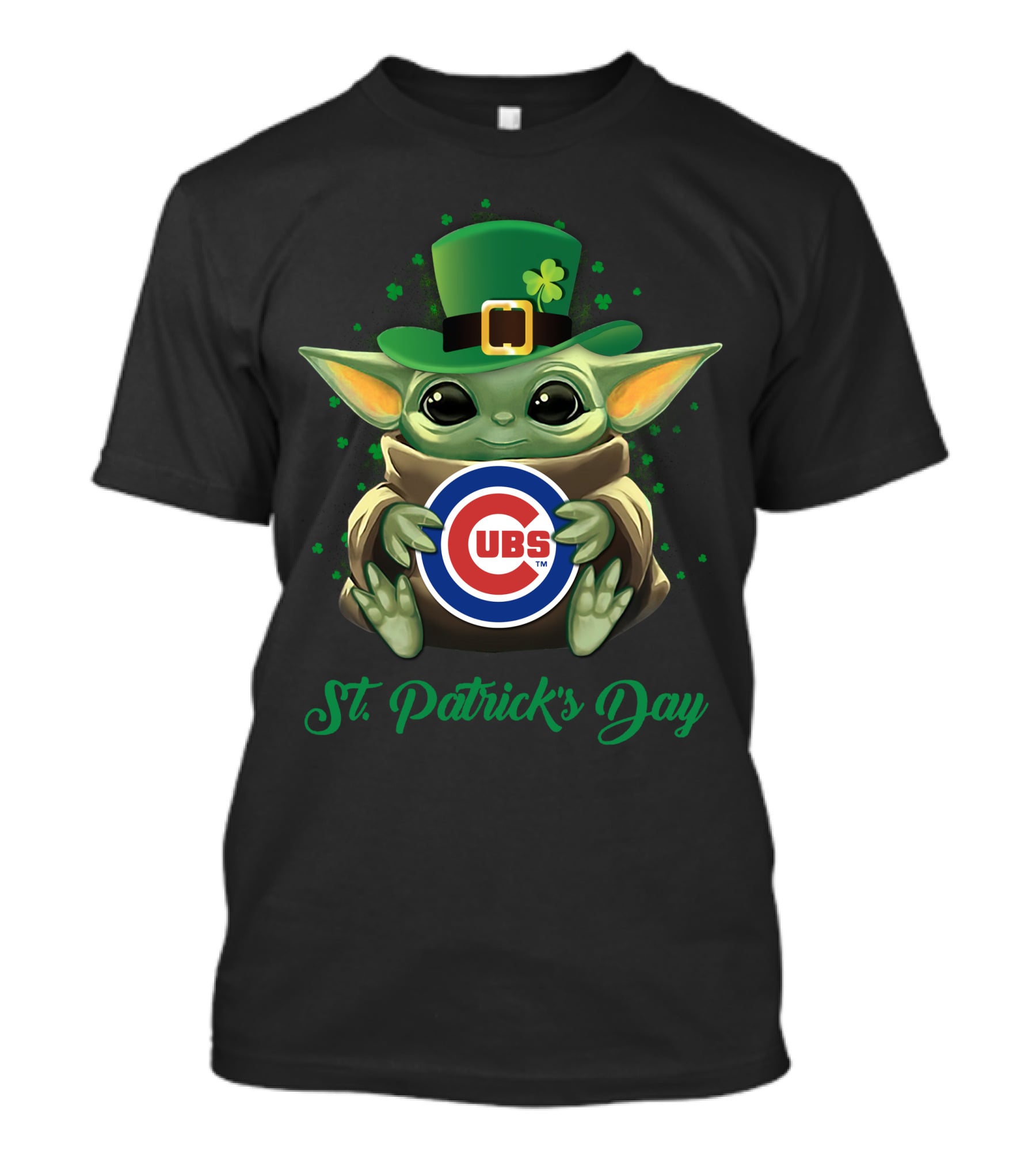 St. Patrick's Day Chicago Cubs Baby Yoda T-Shirt