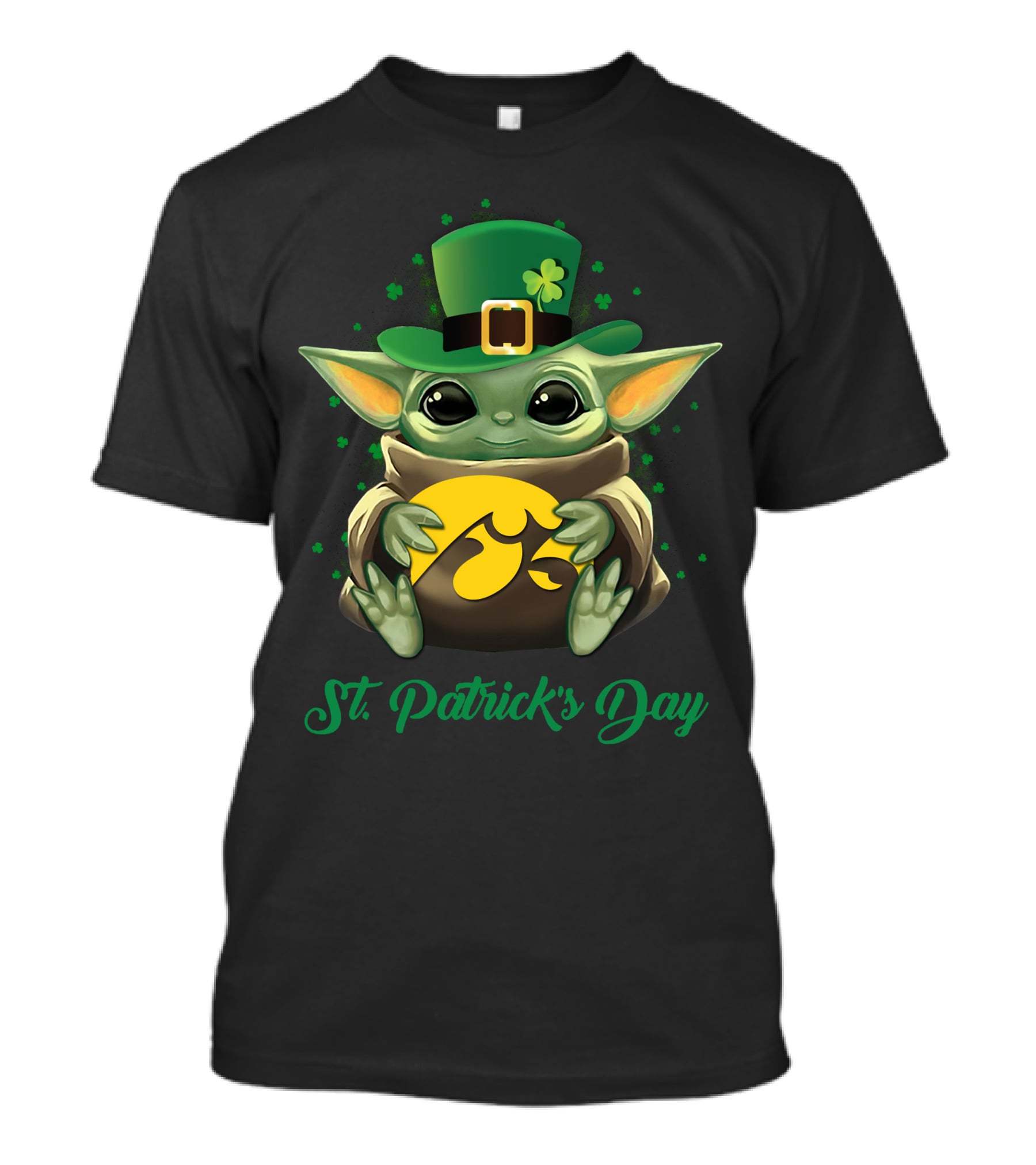 St. Patrick's Day Baby Yoda Iowa Hawkeyes T-Shirt