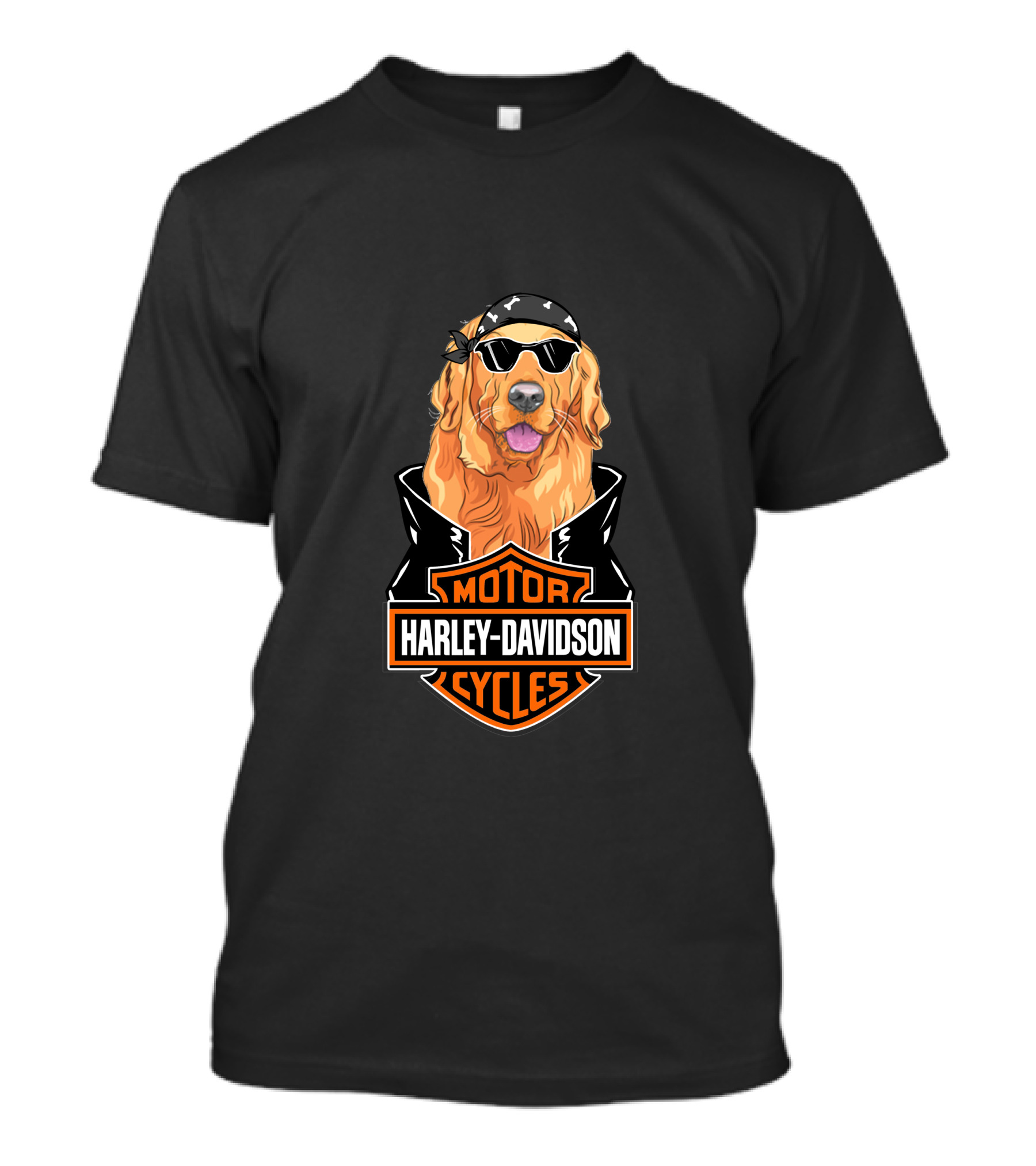 Golden Retriever Harley Davidson Motorcycle Logo T-Shirt
