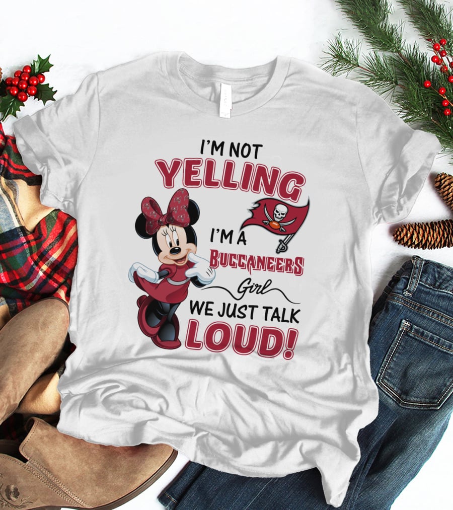 Tampa Bay Buccaneers Minnie Mouse Yelling Girl Loud  T-Shirt