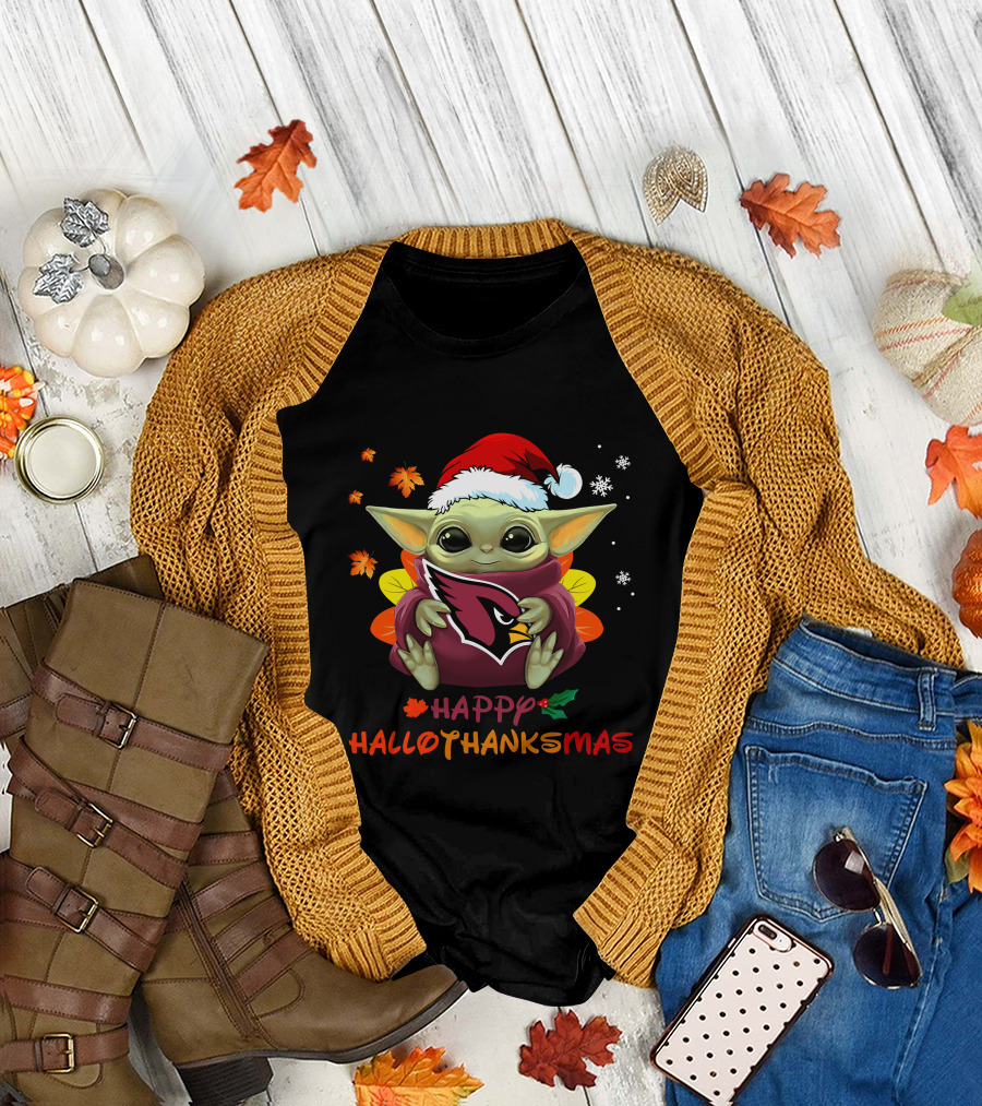 Arizona Cardinals Baby Yoda Happy Hallothanksmas 505 L1PTT T-Shirt