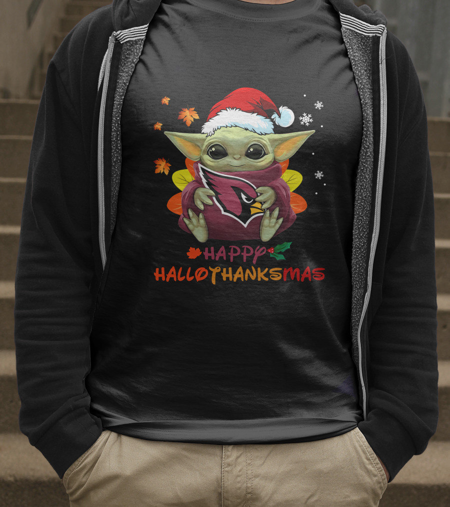 Arizona Cardinals Baby Yoda Happy Hallothanksmas 505 L1PTT T-Shirt
