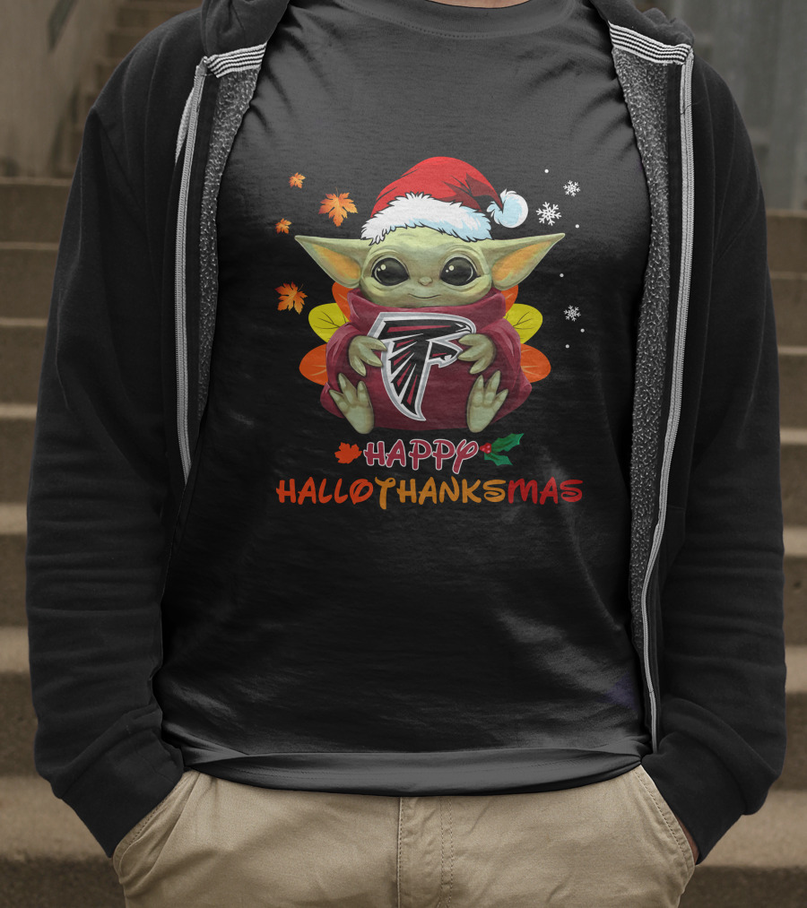 Happy Hallothanksmas Atlanta Falcons Baby Yoda 505 L1PTT T-Shirt