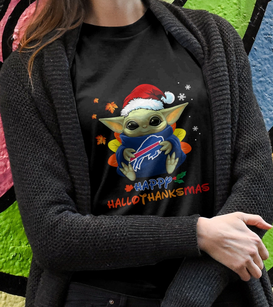 Happy Hallothanksmas Buffalo Bills Baby Yoda 505 L1PTT T-Shirt